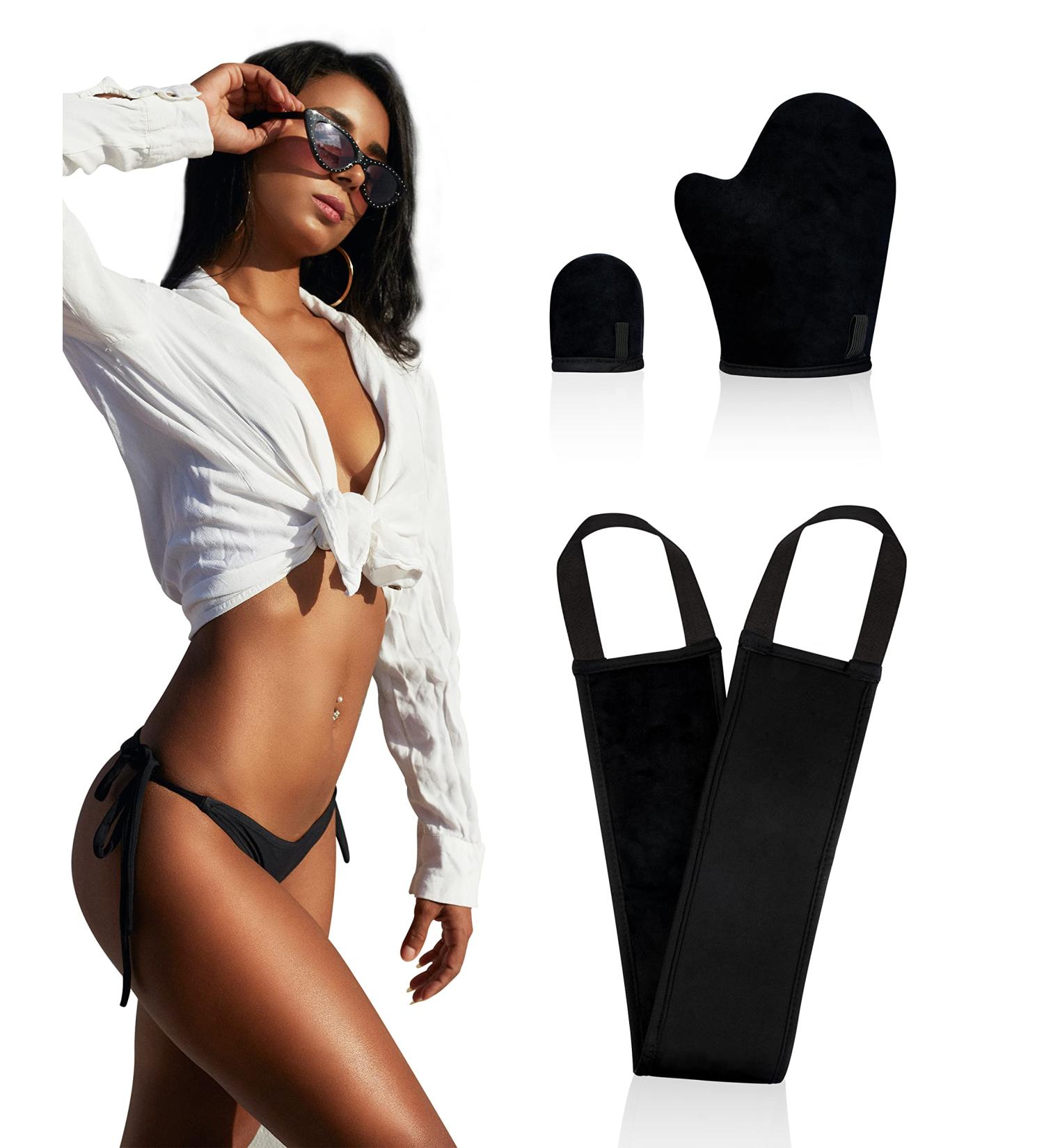 3-in-1 Self Tanning Mitt Applicator Kit with Back Lotion Applicator - Ultra Soft Glove for Self-Tan Application - Buy Online on GoSupps.com