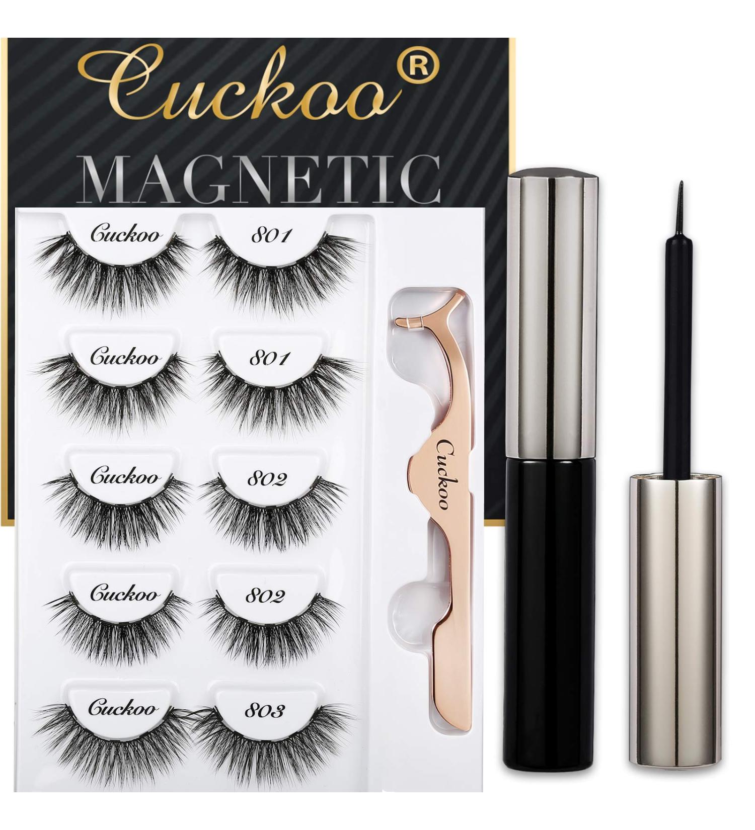 CUCKOO Natural Magnetic Eyelashes Kit - 5 Pairs Dramatic Style - Reusable Full Lashes - Magnetic Eyeliner and False Eyelashes Set - Buy Online on GoSupps.com