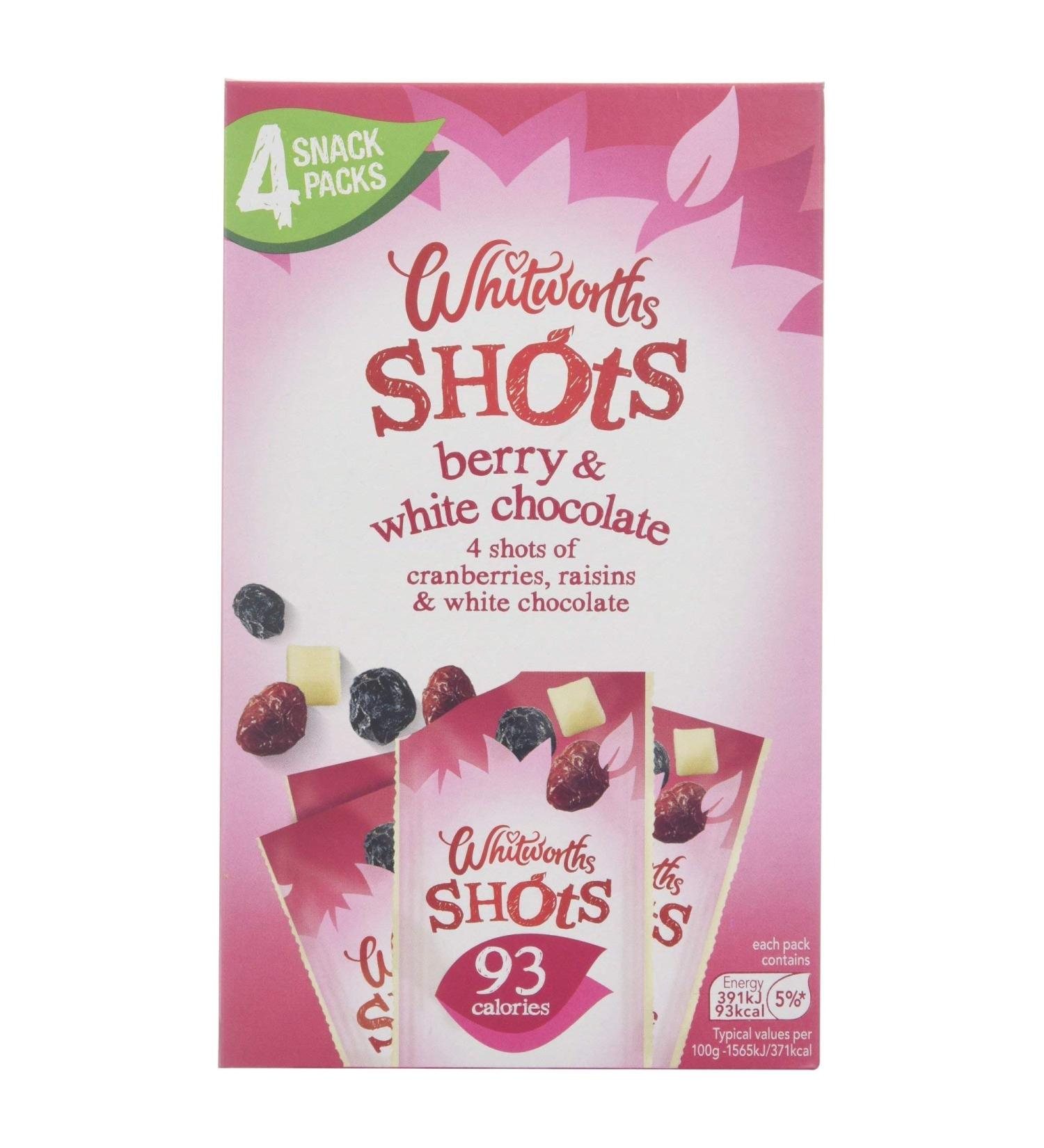 Whitworths Berry & White Chocolate Shots 4x25g - Buy Online on GoSupps.com