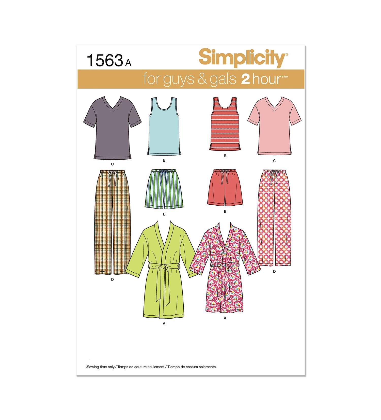 Simplicity 1563 Easy-to-Sew Unisex Pajama Pattern Kit | Sizes XS-XL - Buy Online on GoSupps.com