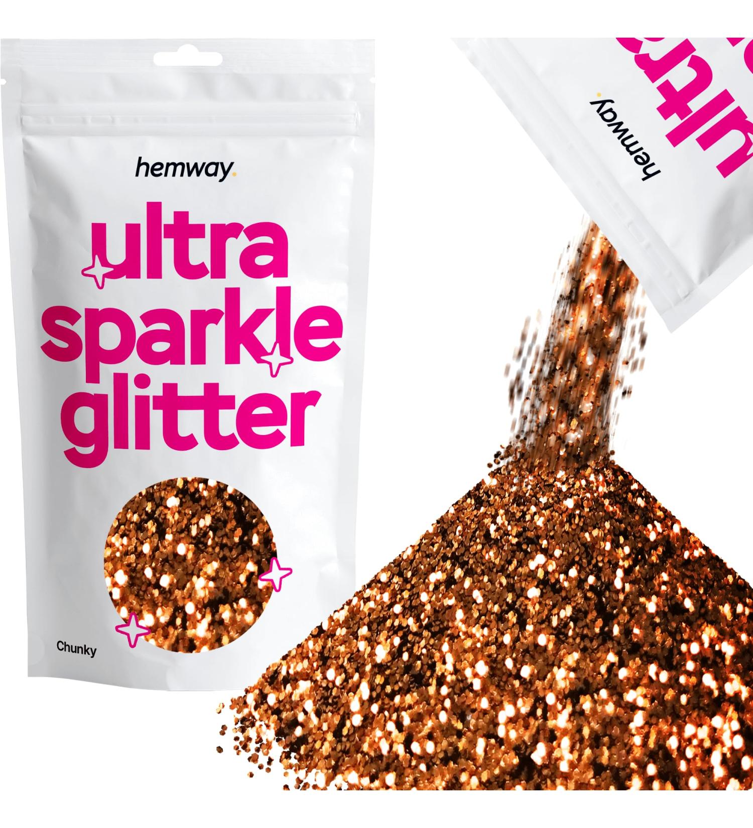 Hemway Chunky Ultra-Shein Glitter - 100g Cosmetic Safe Bronze/Brown - Perfect for Crafts & DIY Projects - Buy Online on GoSupps.com