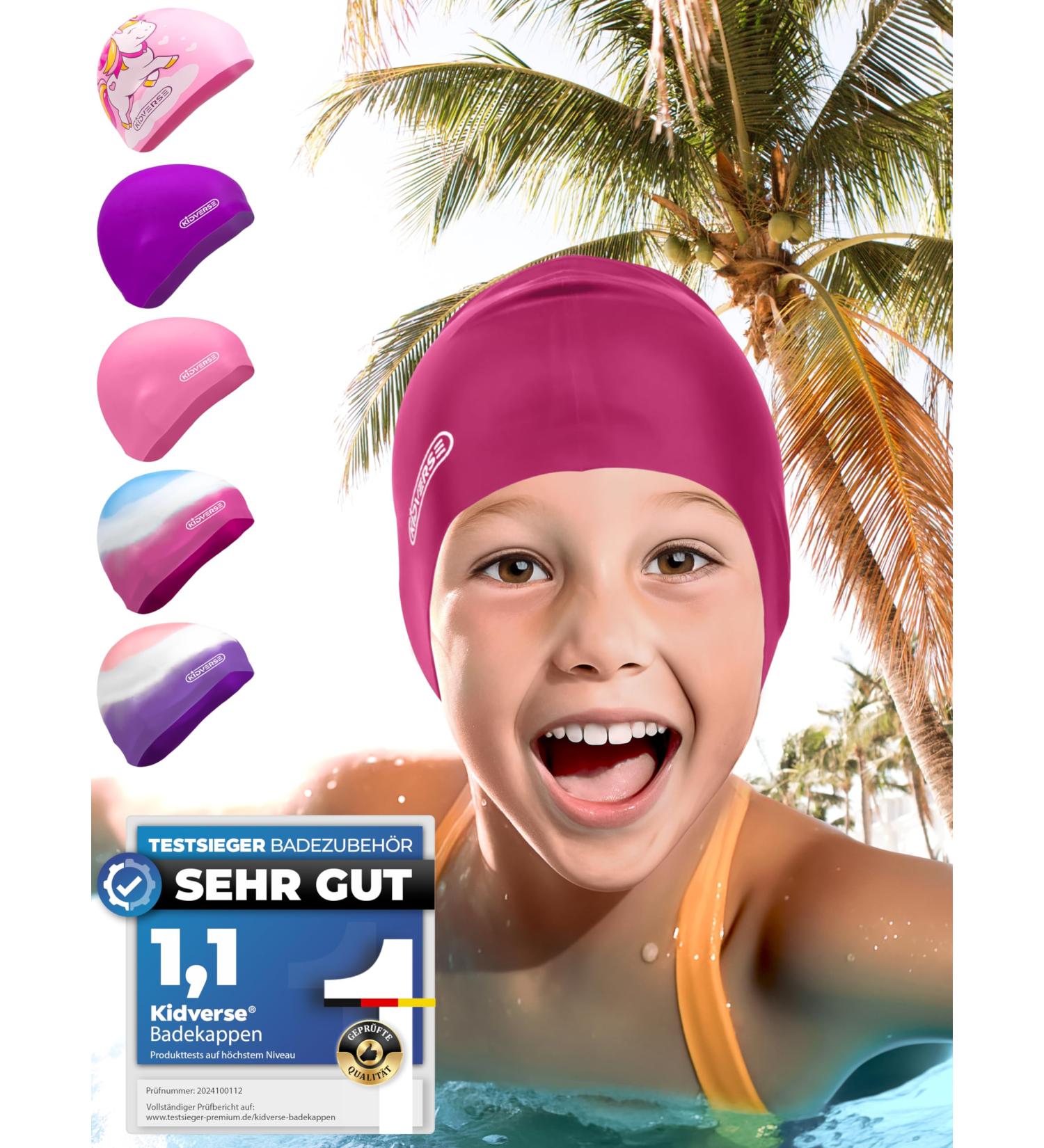 Kidverse Waterproof Bathing Cap for Girls - Anti-Slip UV Protection Swimming Cap for Kids - 100% Tearproof Bath Hood - Pink - Buy Online on GoSupps.com