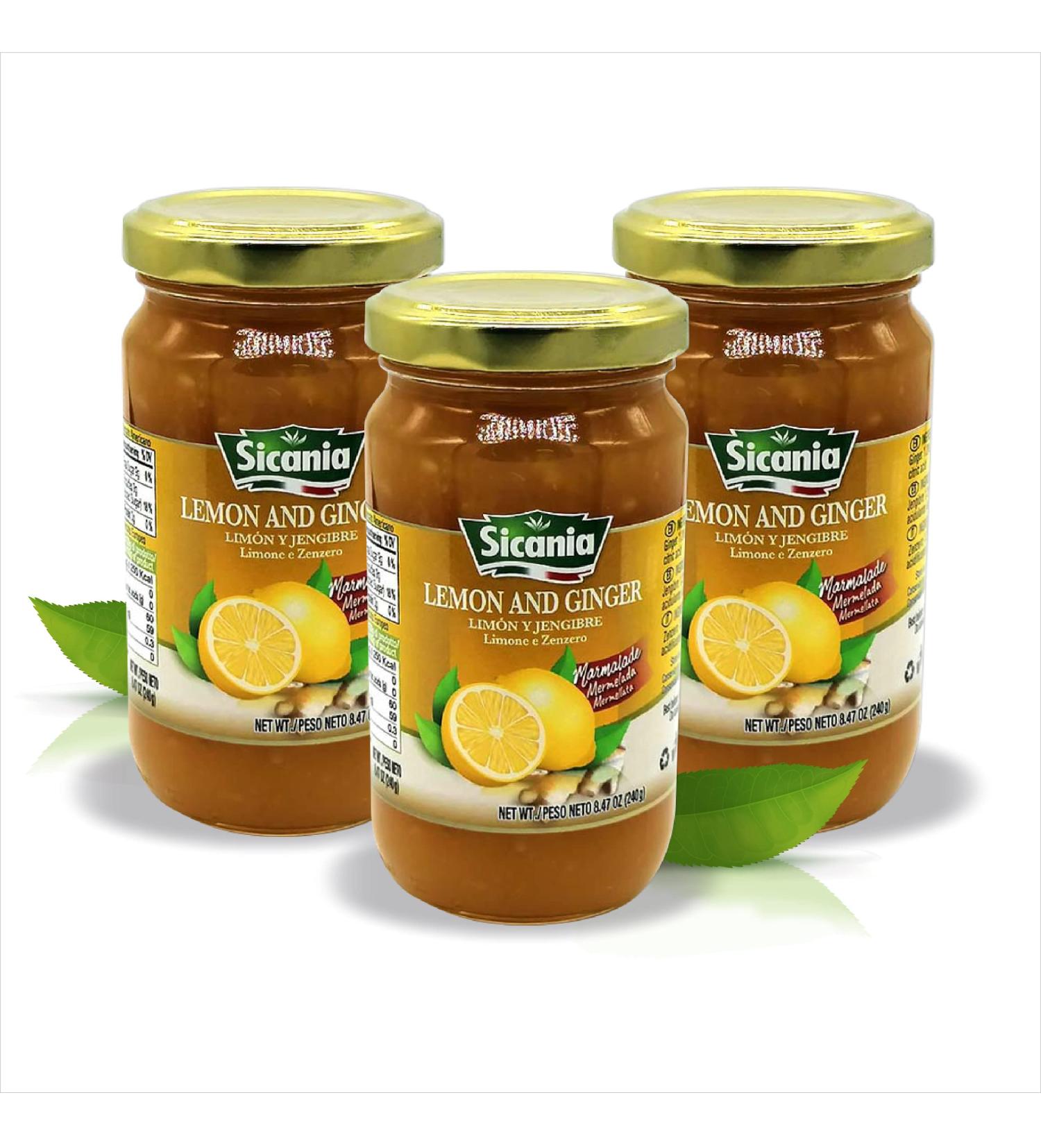 Sicania Italian Lemon Ginger Marmalade (Pack of 3) - Made in Sicily | Artisanal Jams & Preserves | Ideal for Breakfast, Snacks, and Gifting - Buy Online on GoSupps.com