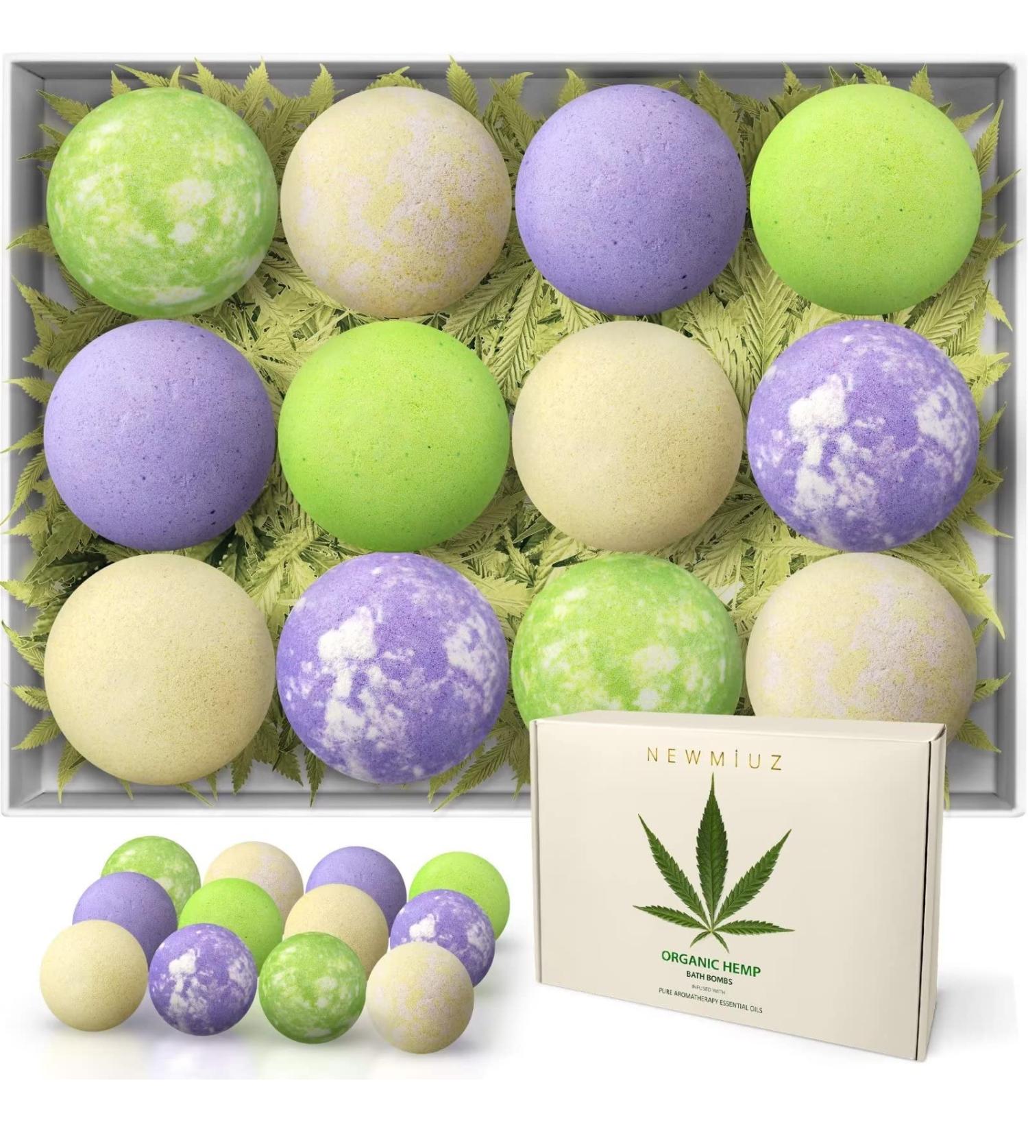 Organic Hemp Bath Bombs Gift Set with Shea Butter - Herbal Spa Fizzies for Recovery & Relaxation - Buy Online on GoSupps.com