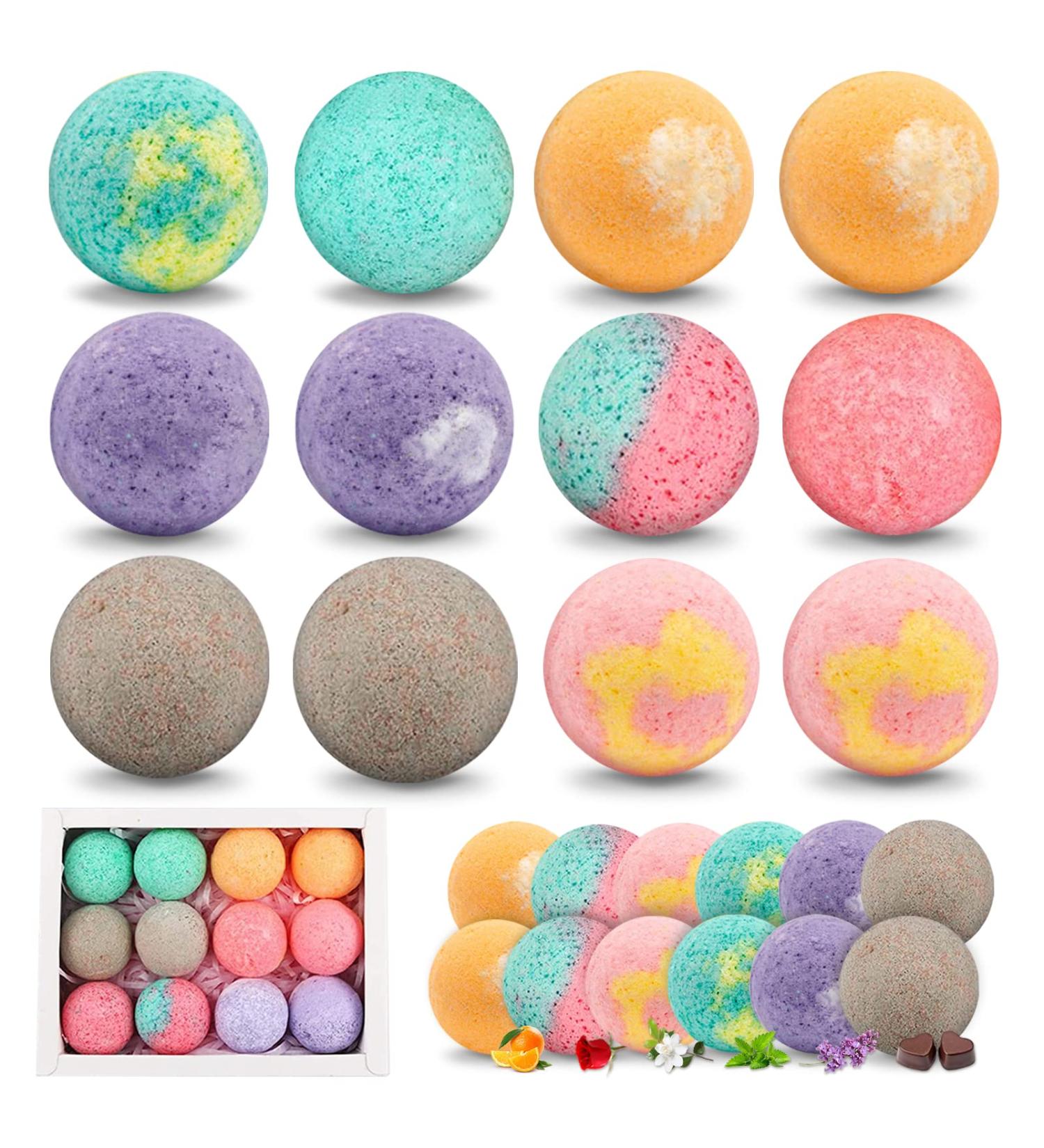 12-Piece Organic Foot Bath Bombs Gift Set for Women - Handmade, Natural Ingredients with Rich Essential Oils for Moisturizing Dry Skin and Relaxing Foot Spa Experience - Buy Online on GoSupps.com