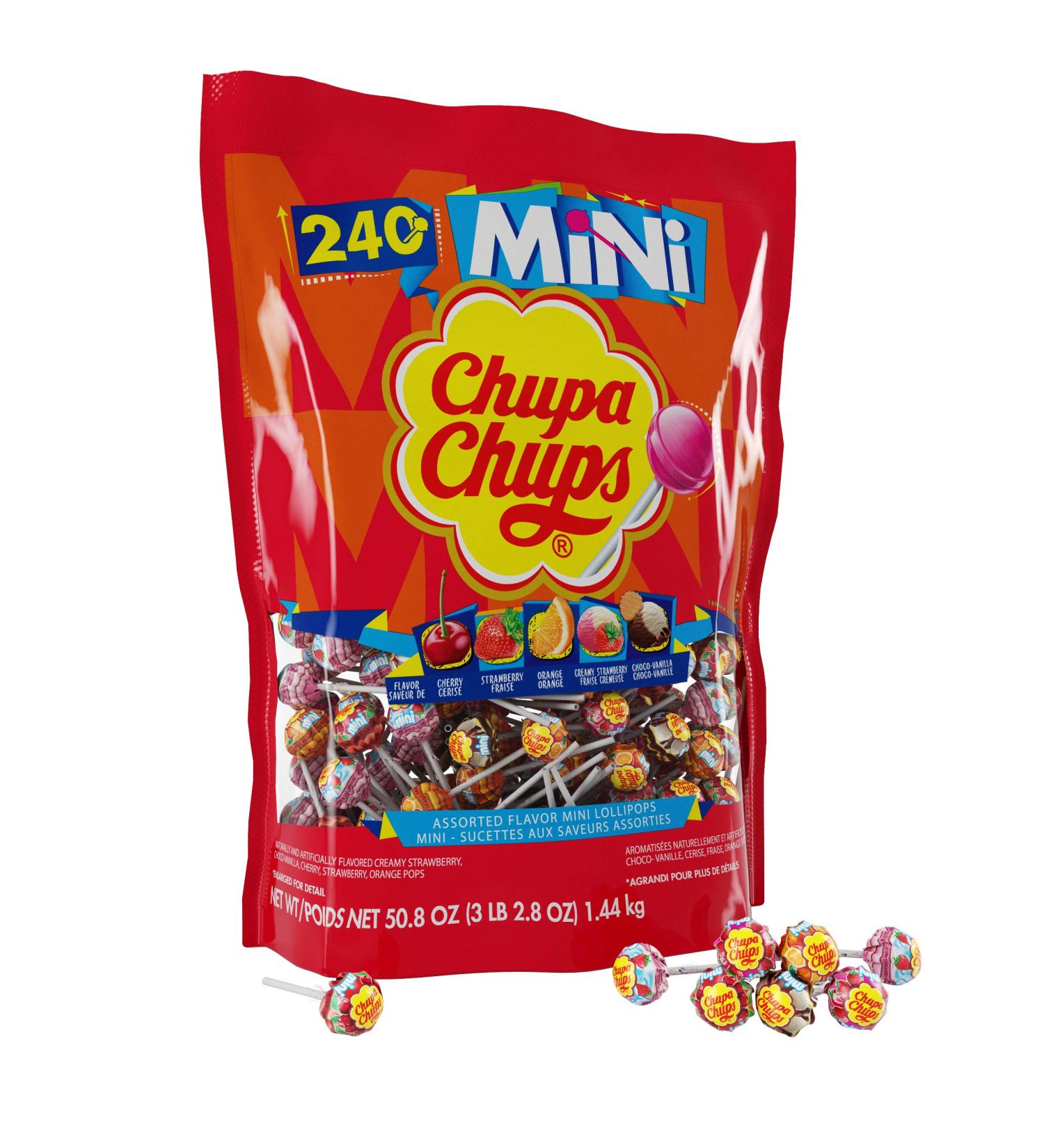 Chupa Chups Mini Lollipops Bulk Candy Variety Pack - 240ct, 7 Assorted Flavors for Kids, Halloween, Parties, Office - Cremosa Ice Cream Suckers for Gifting - Buy Online on GoSupps.com