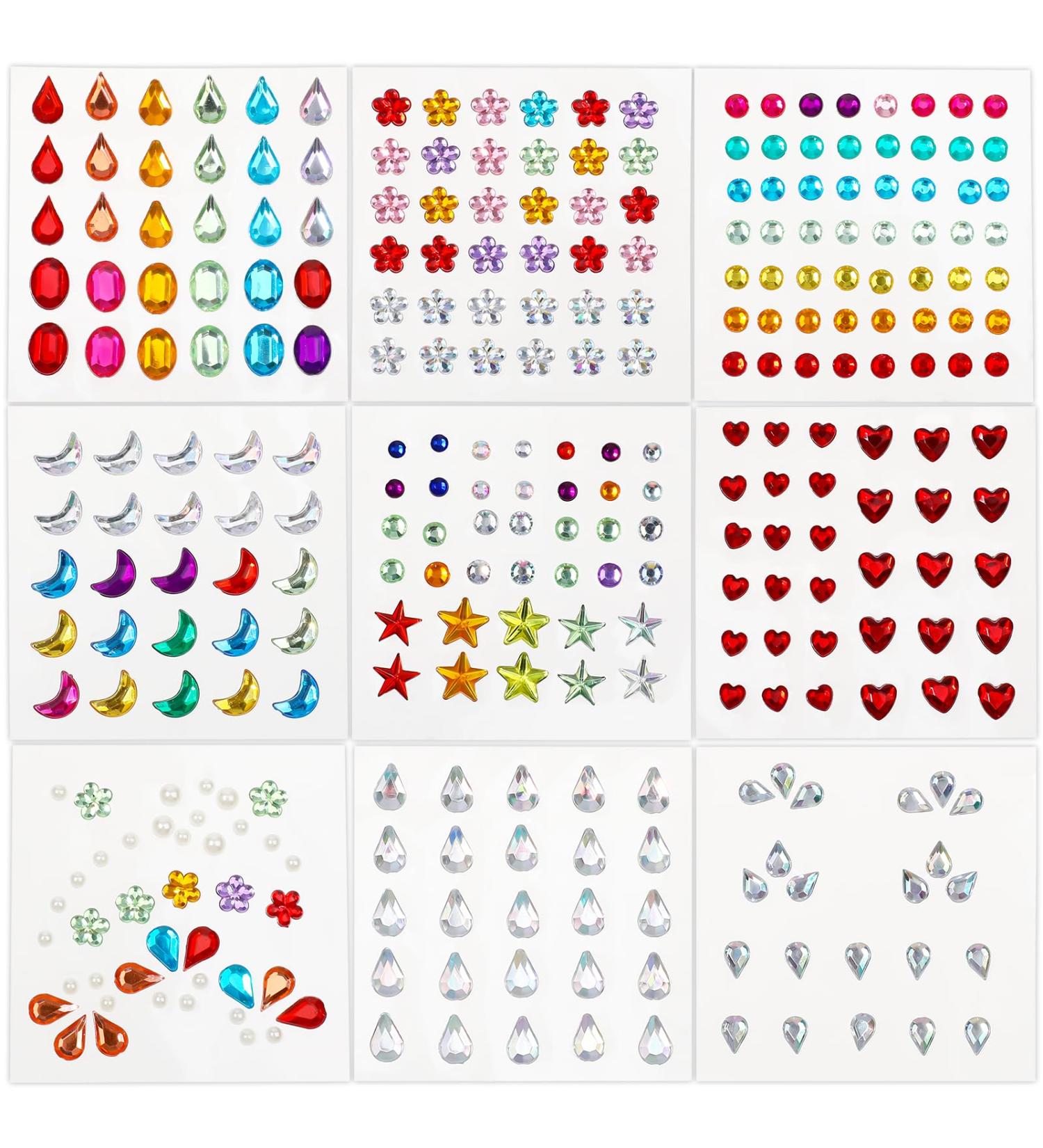 9 Sheets Self-Adhesive Rainbow Face Gems - Rhinestone Stickers for Makeup & Nail Art | Festival Glitter Jewels for Parties - Buy Online on GoSupps.com