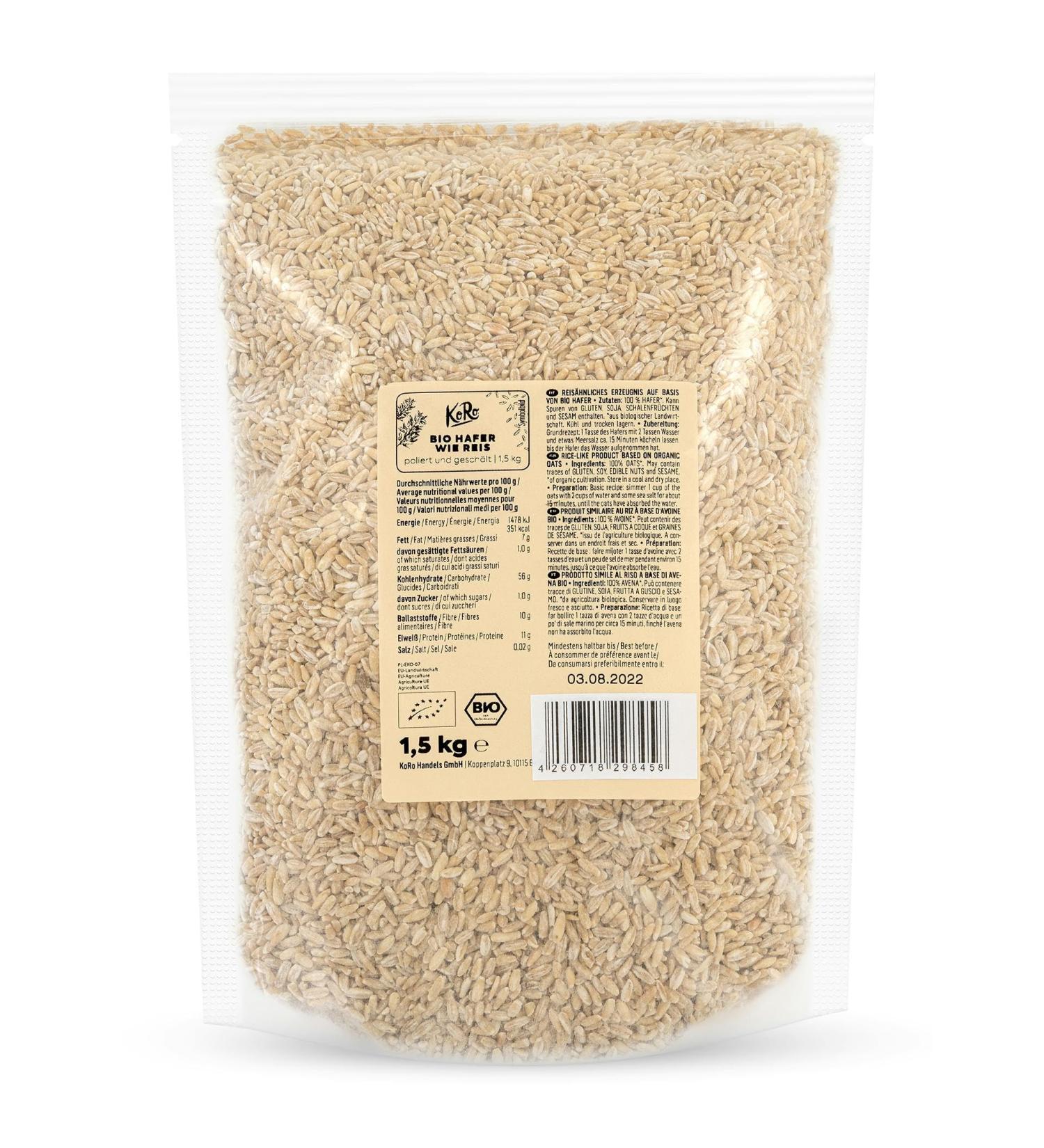 KoRo - Organic oat rice 1.5 kg - Buy Online on GoSupps.com