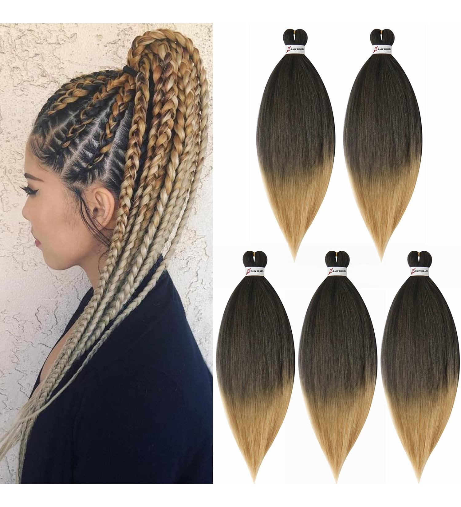 Pre-Stretched Braiding Hair Extensions - 5 Bundles of Yaki Synthetic Hair Medium Brown & Dark Blonde 26 - Perfect for Crochet Twists - Buy Online on GoSupps.com
