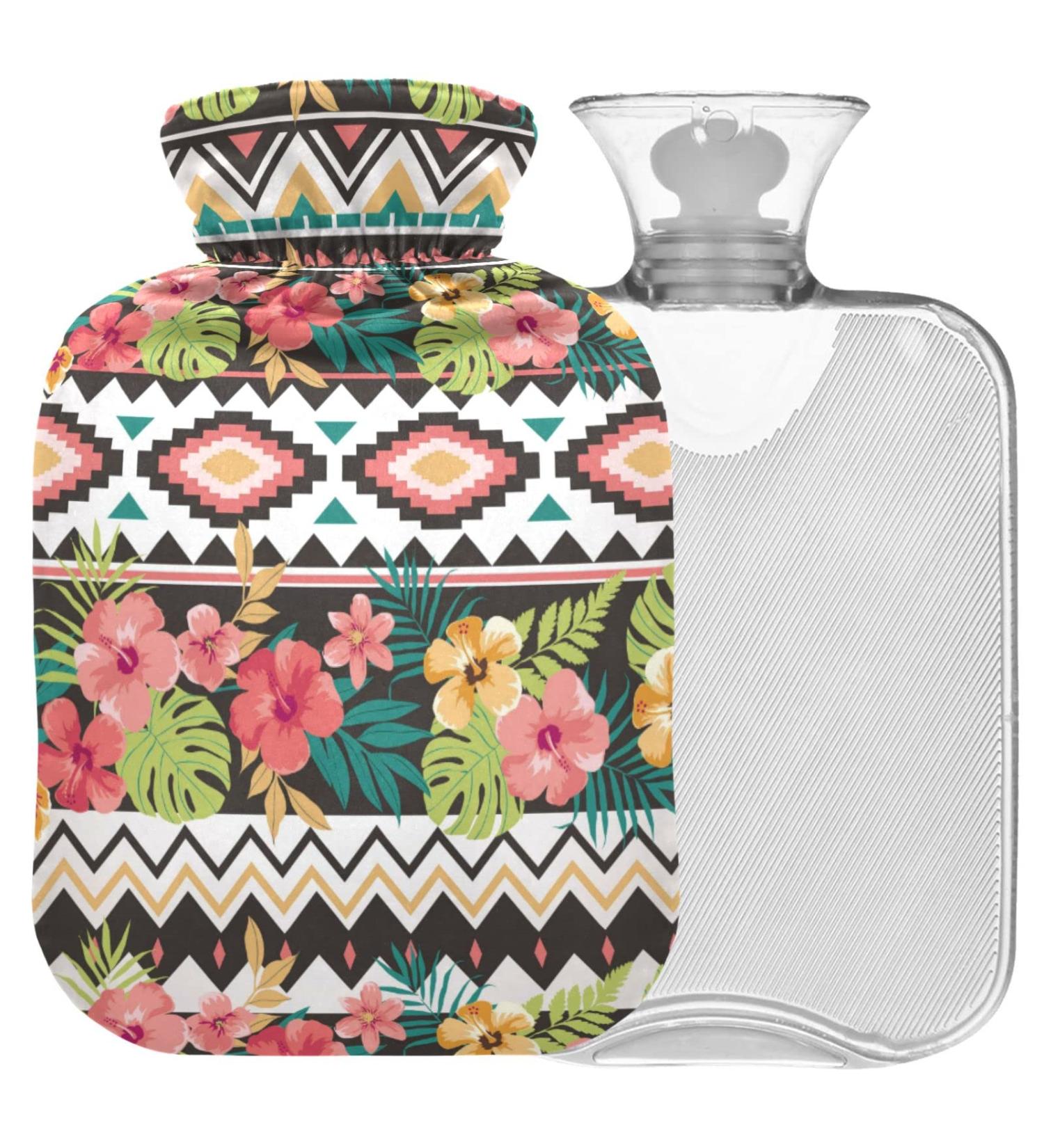 Shop Naanle Ethnic Hawaii Flower Hot Water Bottle | 1L Transparent Heat Therapy for Pain Relief Ideal for Bed Hands & Feet - Buy Online on GoSupps.com