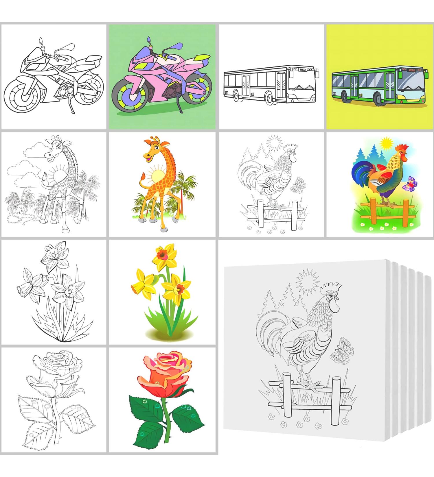 12 Pack Pre-Drawn 4x4 Canvas Set for Kids Painting - Back to School Party Favor - Buy Online on GoSupps.com