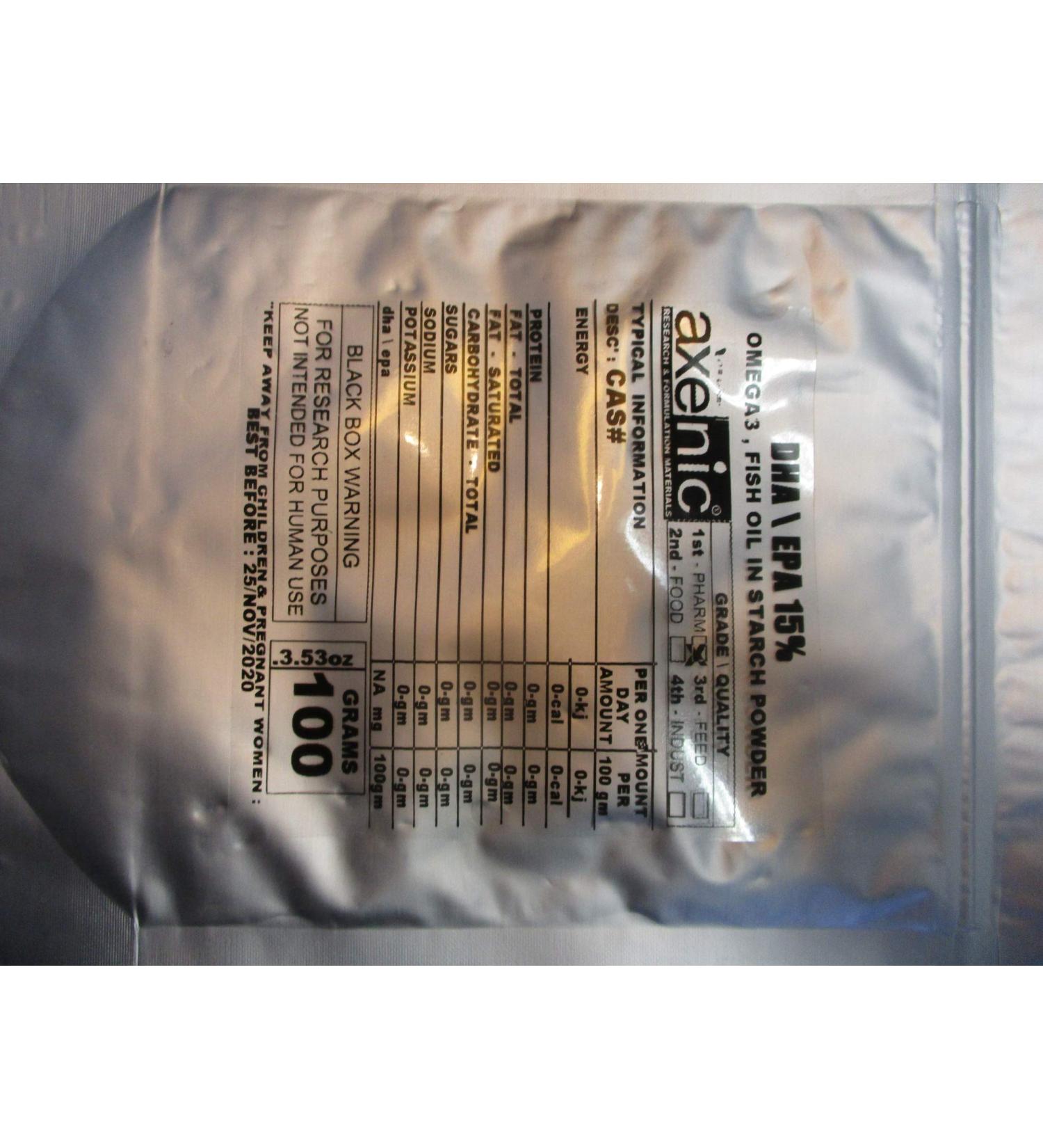 100 Grams DHA EPA 50% Powder Pharm' Grade Fish Oil (vascepa 15%)
