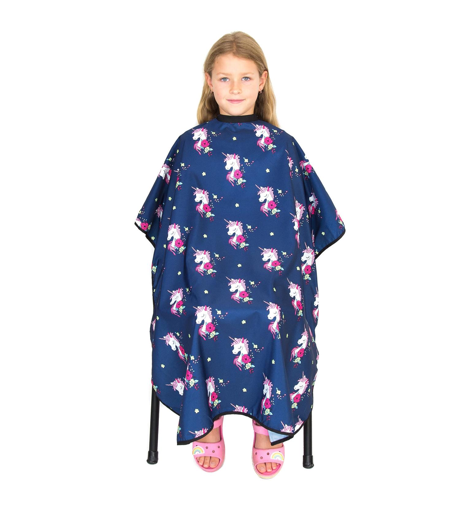 Hair Cutting Cape for Kids - Unicorn Unicorn Print - Water Resistant Salon Cape - Snap Closure Barber Cape - Perfect Kids Haircut Cape - Buy Online on GoSupps.com