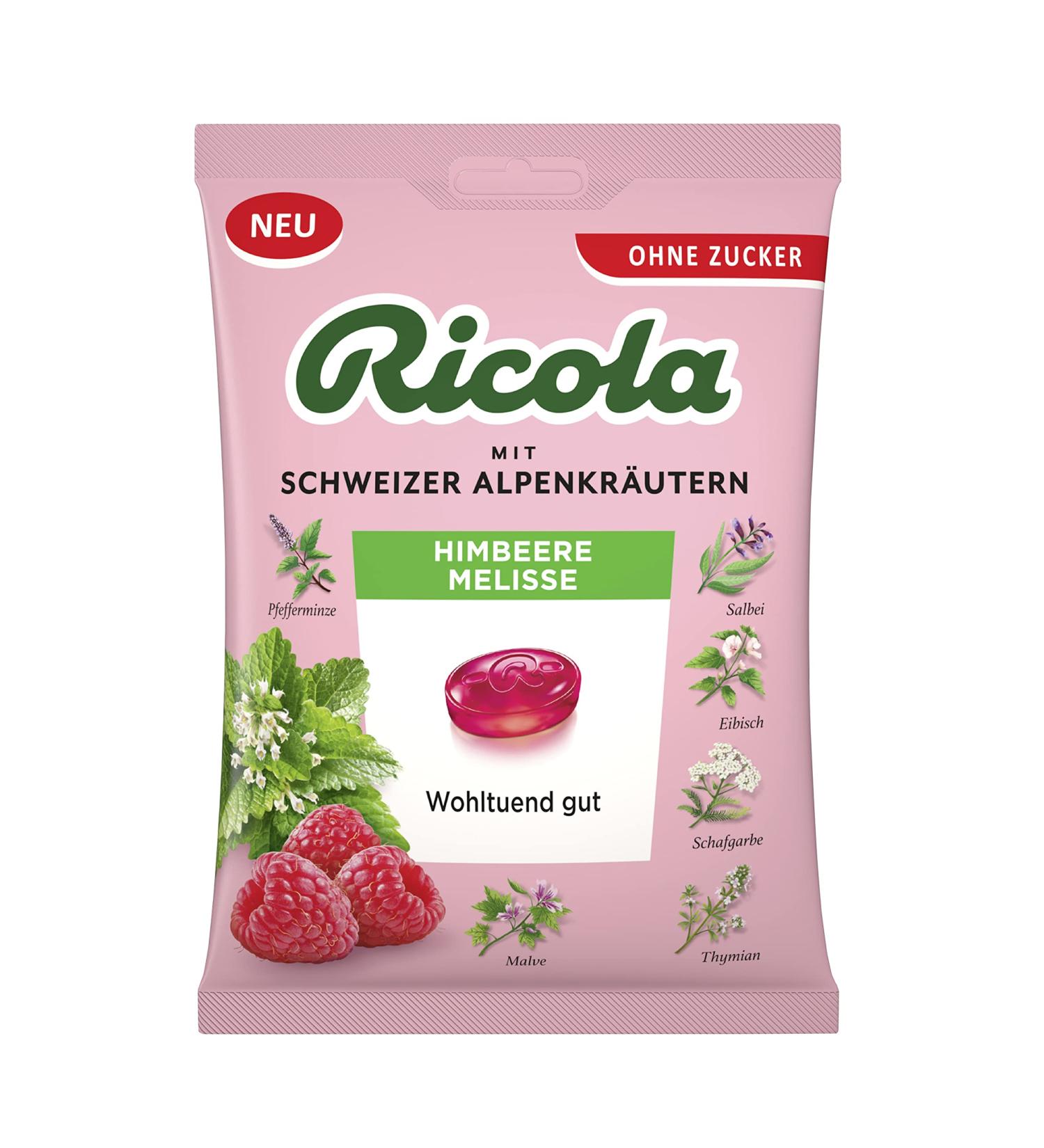 Buy Ricola Raspberry Lemon Swiss Herbal Candy - 75g Sugar-Free & Vegan 13 Alpine Herbs International Shipping - Buy Online on GoSupps.com