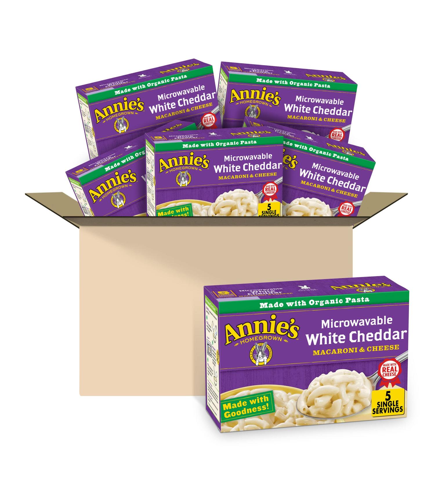 Annie's White Cheddar Mac and Cheese - Microwavable, 10.7 oz, 5 ct (Pack of 6) - Easy & Delicious! - Buy Online on GoSupps.com