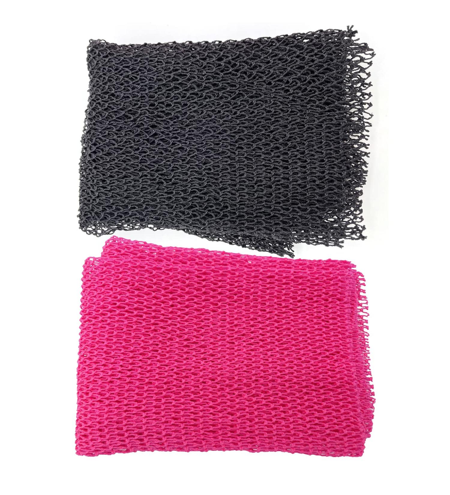Atimiaza 2Pcs African Exfoliating Net Sponge Set for Smooth Skin - Black+Pink - Buy Online on GoSupps.com