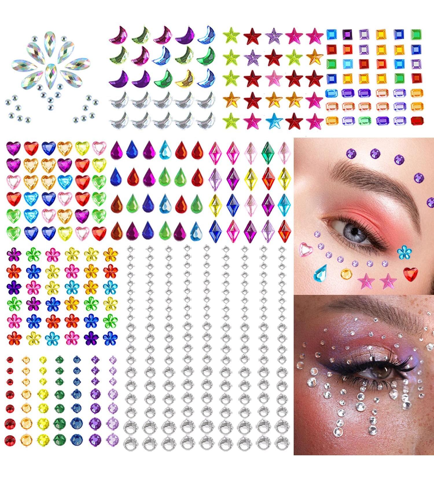 10 Sheets of Self-Adhesive Rainbow Gem Stickers - Eye Face & Body Jewels for Makeup and DIY Craft - Rhinestone Festival Accessories - Buy Online on GoSupps.com