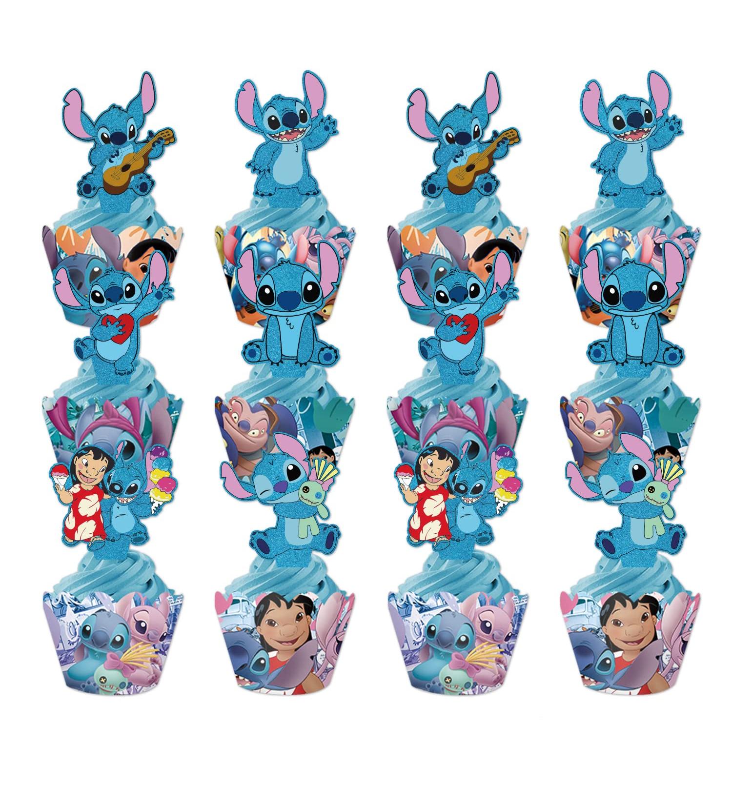 Blue Cartoon Cake Cupcake Toppers and Cupcake Wrappers Set 24 Pcs Birthday Cake Decorations Birthday Party Supplies Decorations for Boys Girls Kids - Buy Online on GoSupps.com