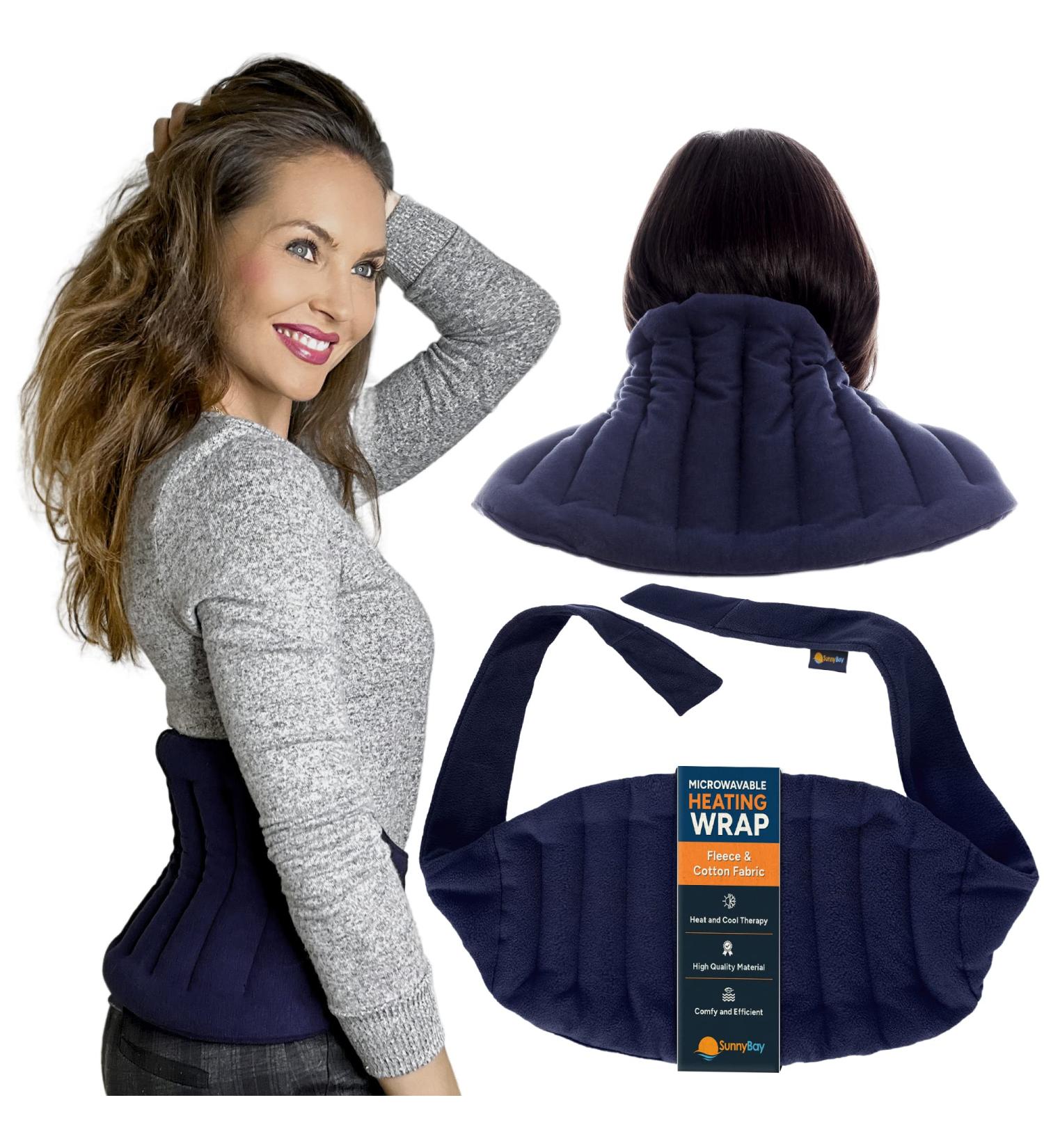 SunnyBay Microwavable Heating Pad for Neck, Shoulder, Knee, Back Pain - Fastening Straps, FSA HSA Approved - 10x18 Inch, 2.8 lbs - Buy Online on GoSupps.com