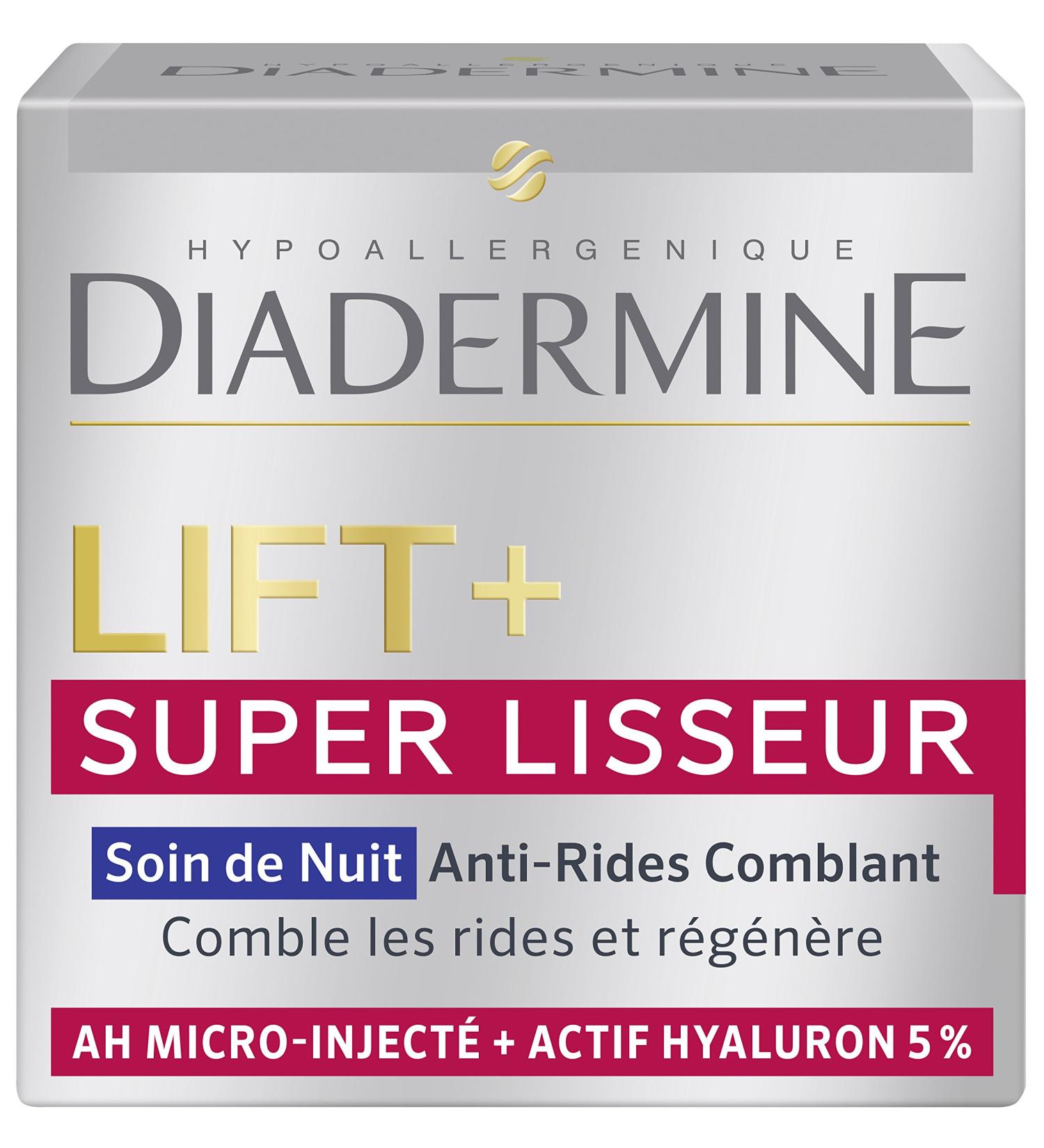 Diadermine - Lift+ Super Smoother - Night Face Cream - Face Care - Anti-Wrinkle Filling Care - Micro-Injected Hyaluronic Acid and Active Hyaluron - 50 ml Jar - Buy Online on GoSupps.com