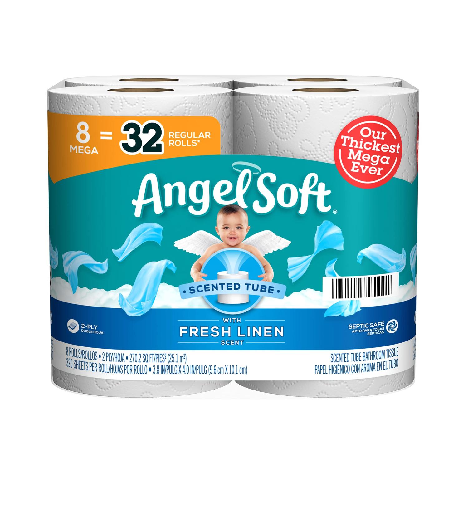 Angel Soft Fresh Linen-Scented 2-Ply Toilet Paper Mega Rolls - 320 Sheets per Roll (Pack of 8) - Buy Online on GoSupps.com