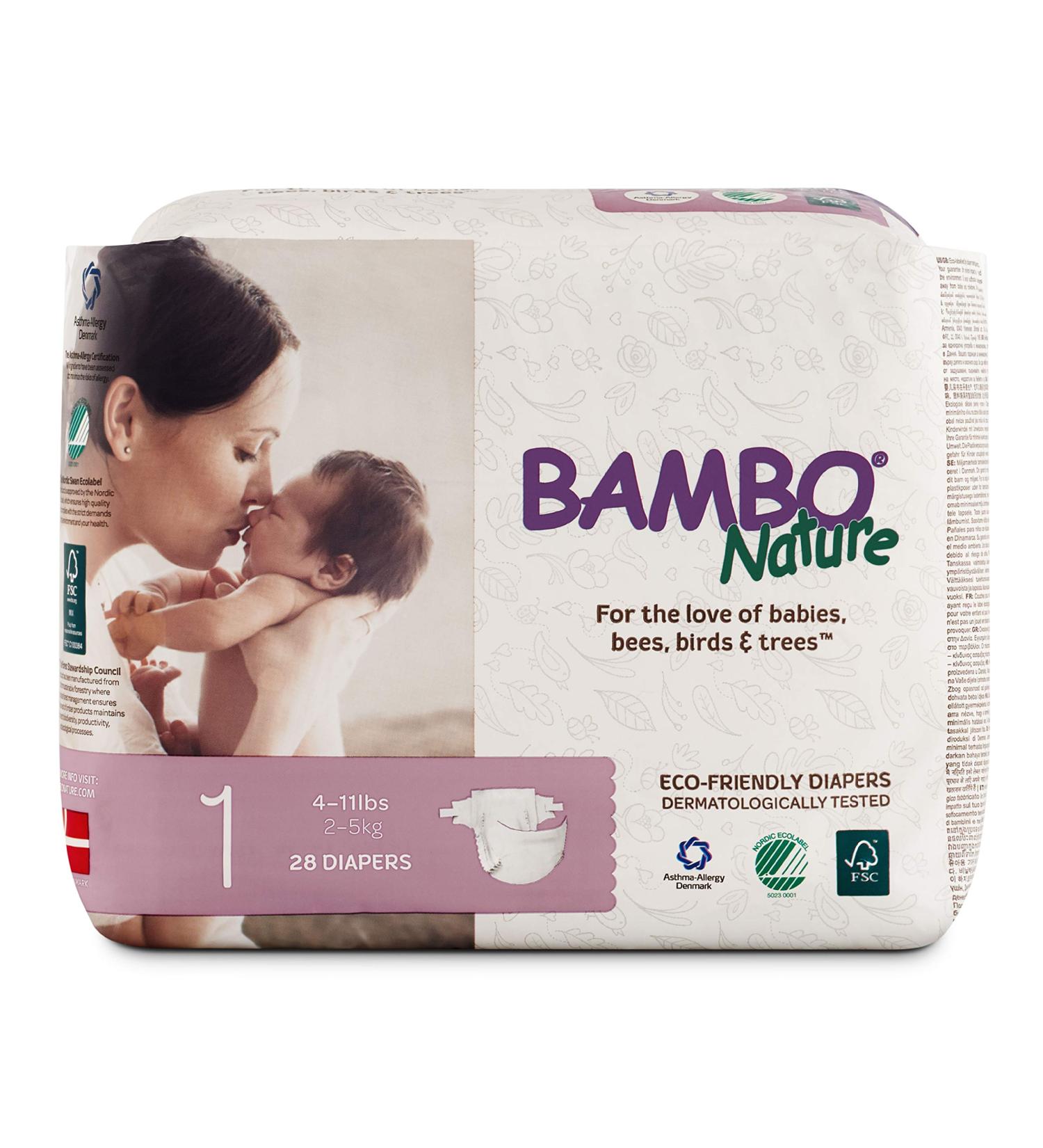 Bambo Nature Premium Baby Diapers  Size 1 (4-11 Lbs)  28 Count  Multi-Colored Size 1 (28 Count) - Buy Online on GoSupps.com