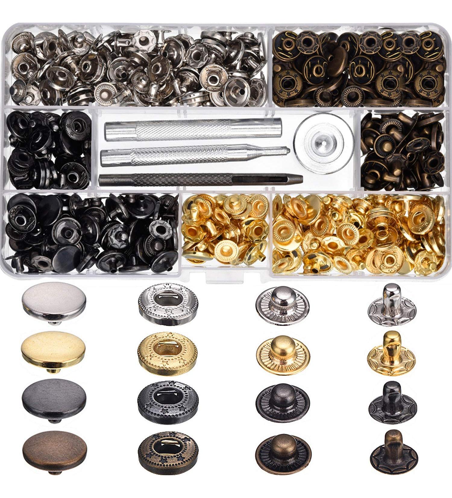 100 Set 12.5mm Snap Fasteners Leather Buttons Kit with Fixing Tools - Press Studs Set - Buy Online on GoSupps.com