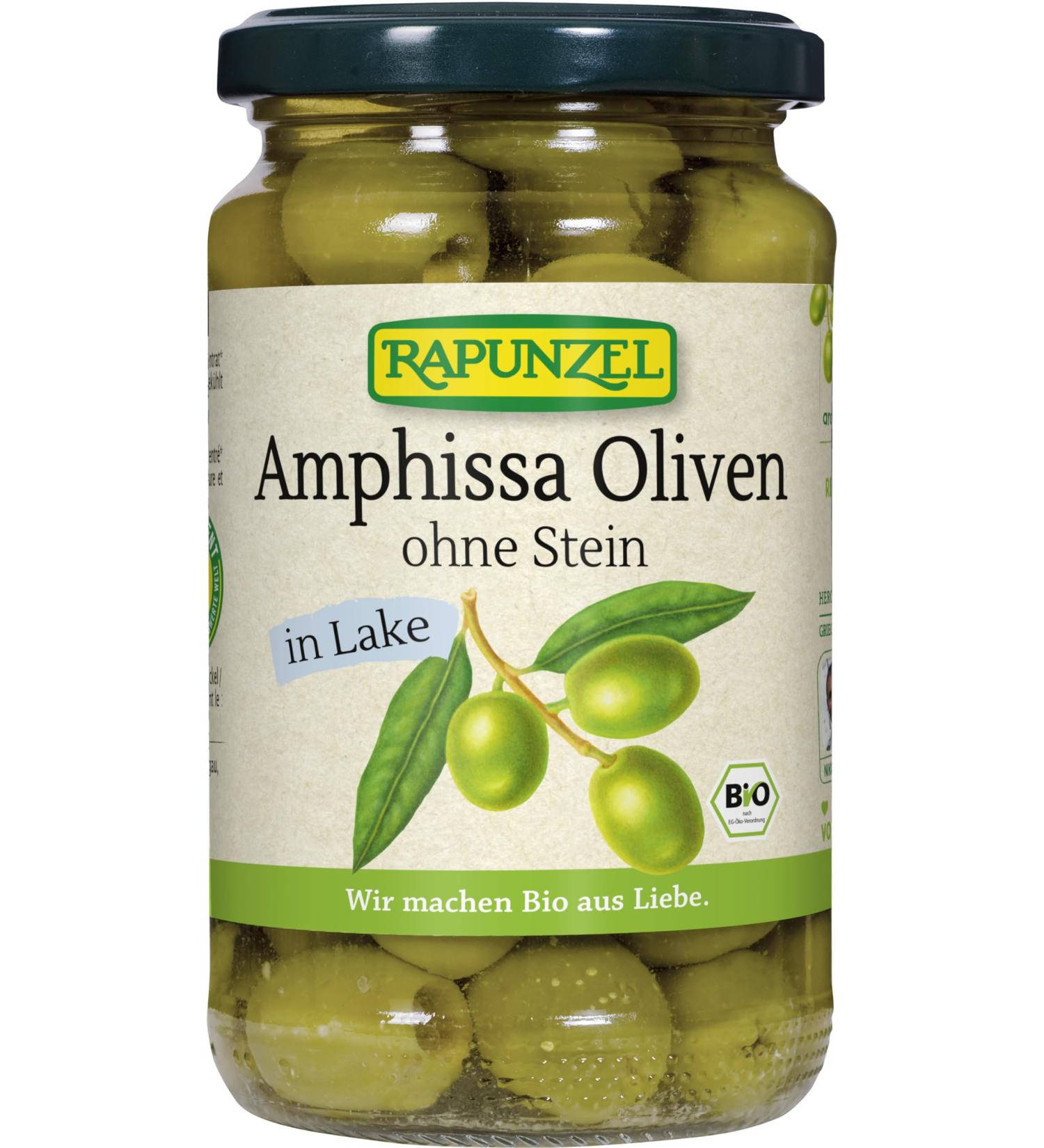Rapunzel Organic Olives Amphissa green pitted in brine (2 x 315 gr)