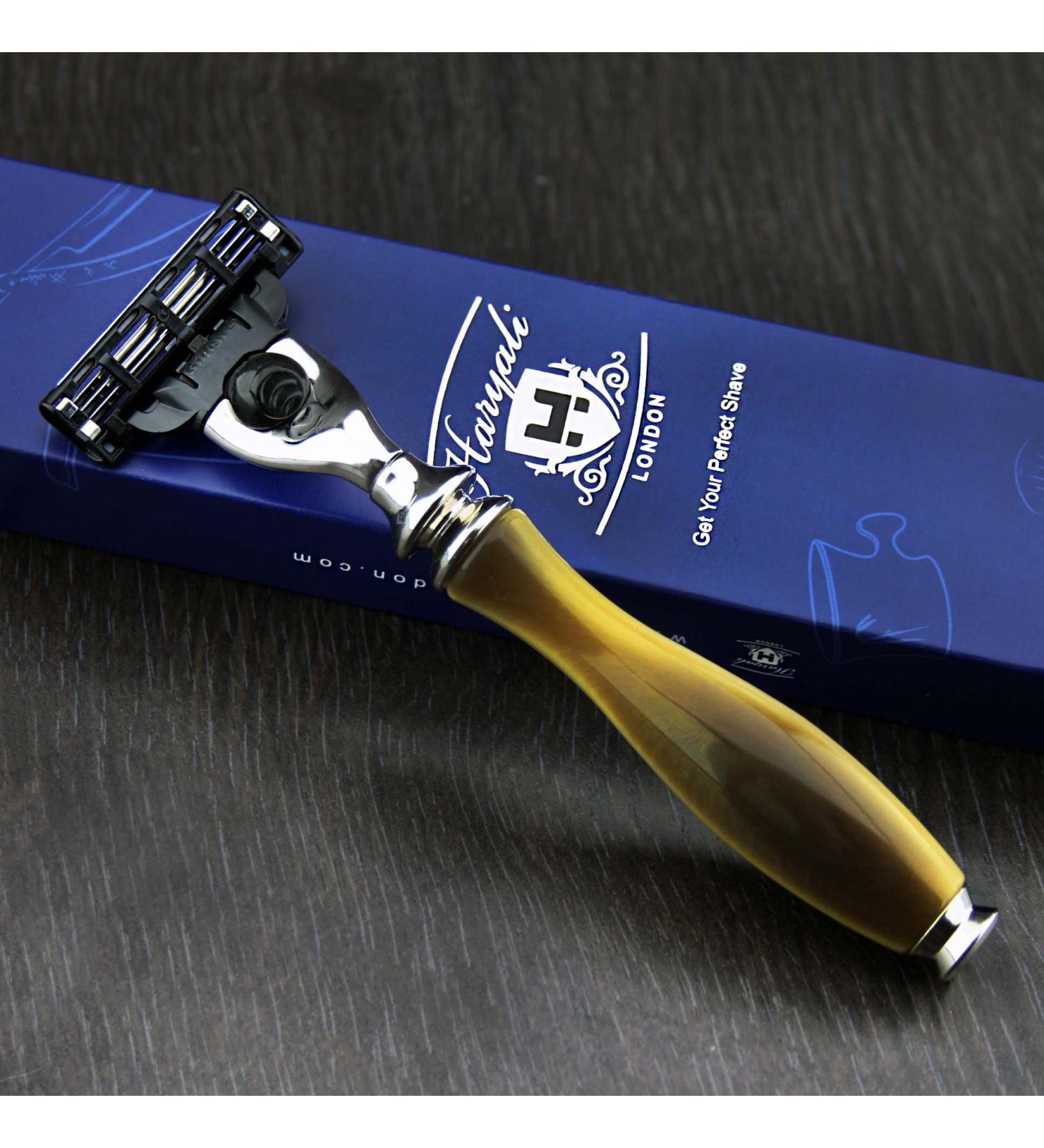 Men's Triple Edge Shaving Razor - Horn Replica Handle | Grooming Essentials Gift for Him - Shop Now - Buy Online on GoSupps.com