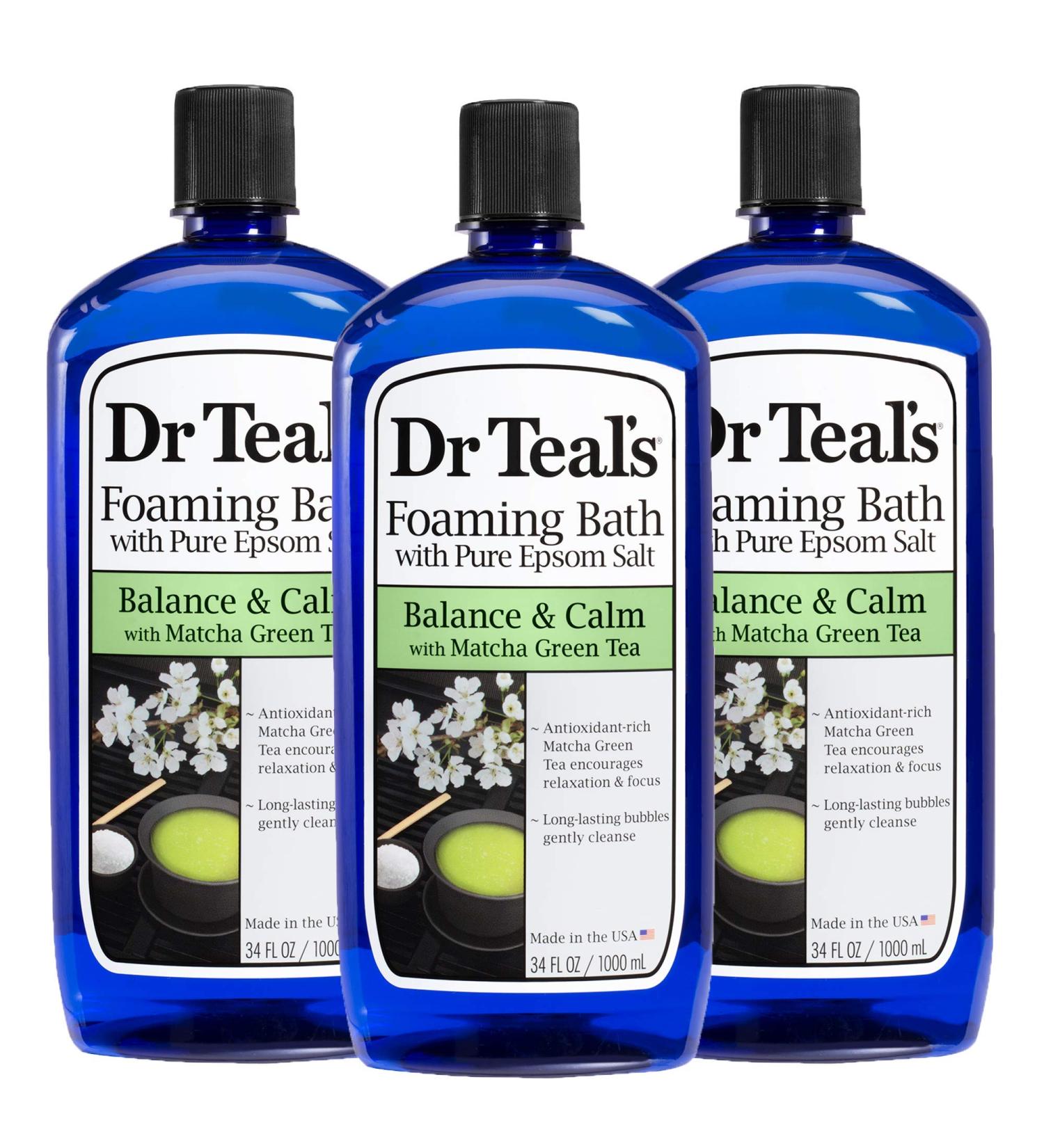 Dr Teal's Matcha Green Tea Foaming Bath - Pack of 3 34 Oz ea - Antioxidant Rich Formula for Balanced Skin and Calm Mind - Relieve Stress and Sore Muscles with Long Lasting Bubbles - Buy Online on GoSupps.com