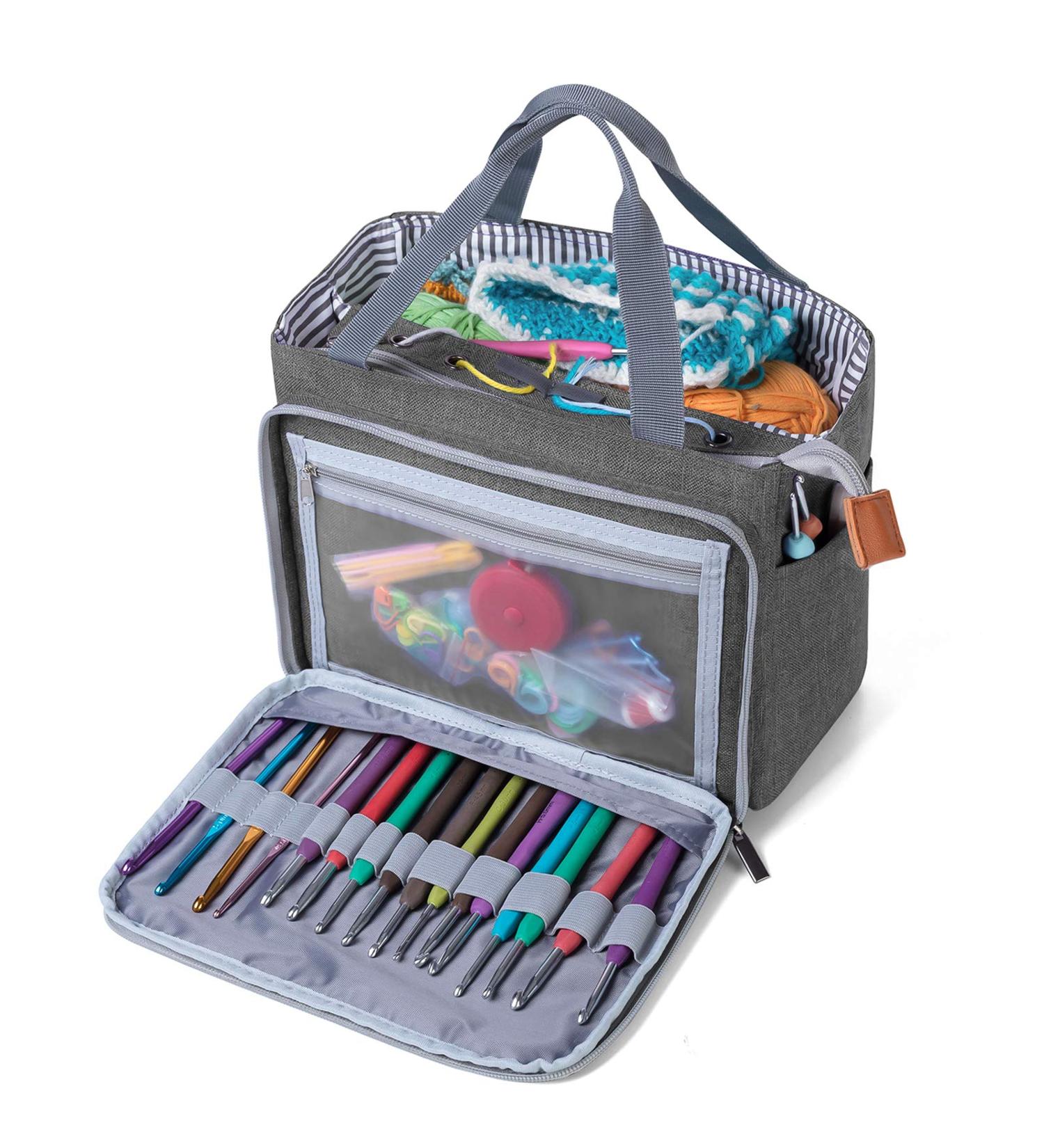 Luxja Crochet Tote Bag - Yarn Storage for Small Projects & Accessories (Gray, Medium) - Buy Online on GoSupps.com