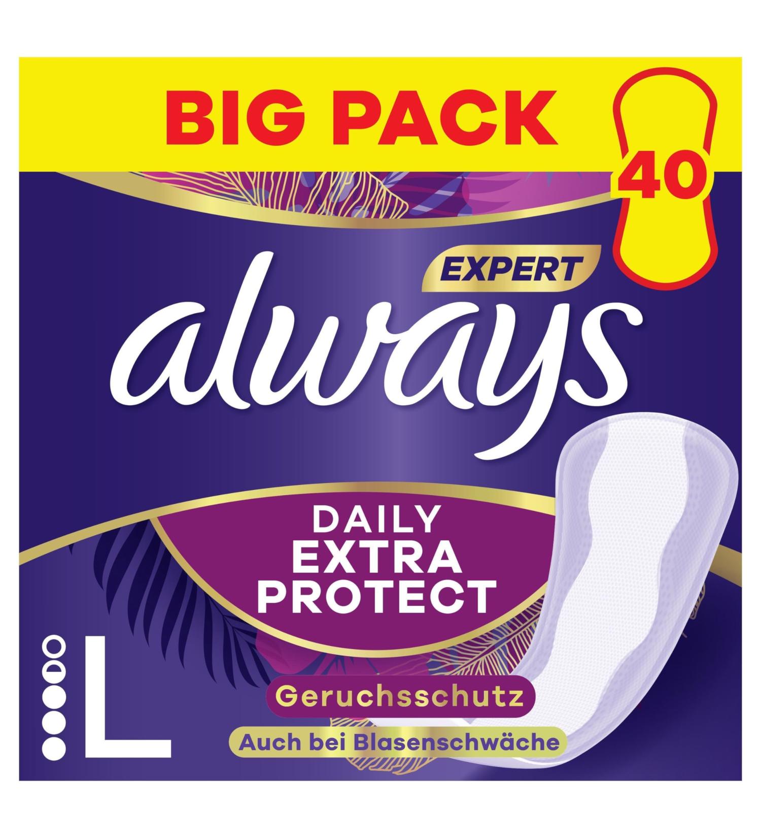 Always Dailies Extra Protect Panty Liners for Women - Long 40 Pads Giga Pack | Odor-Neutralizing & Breathable Flexible Comfort - Buy Online on GoSupps.com