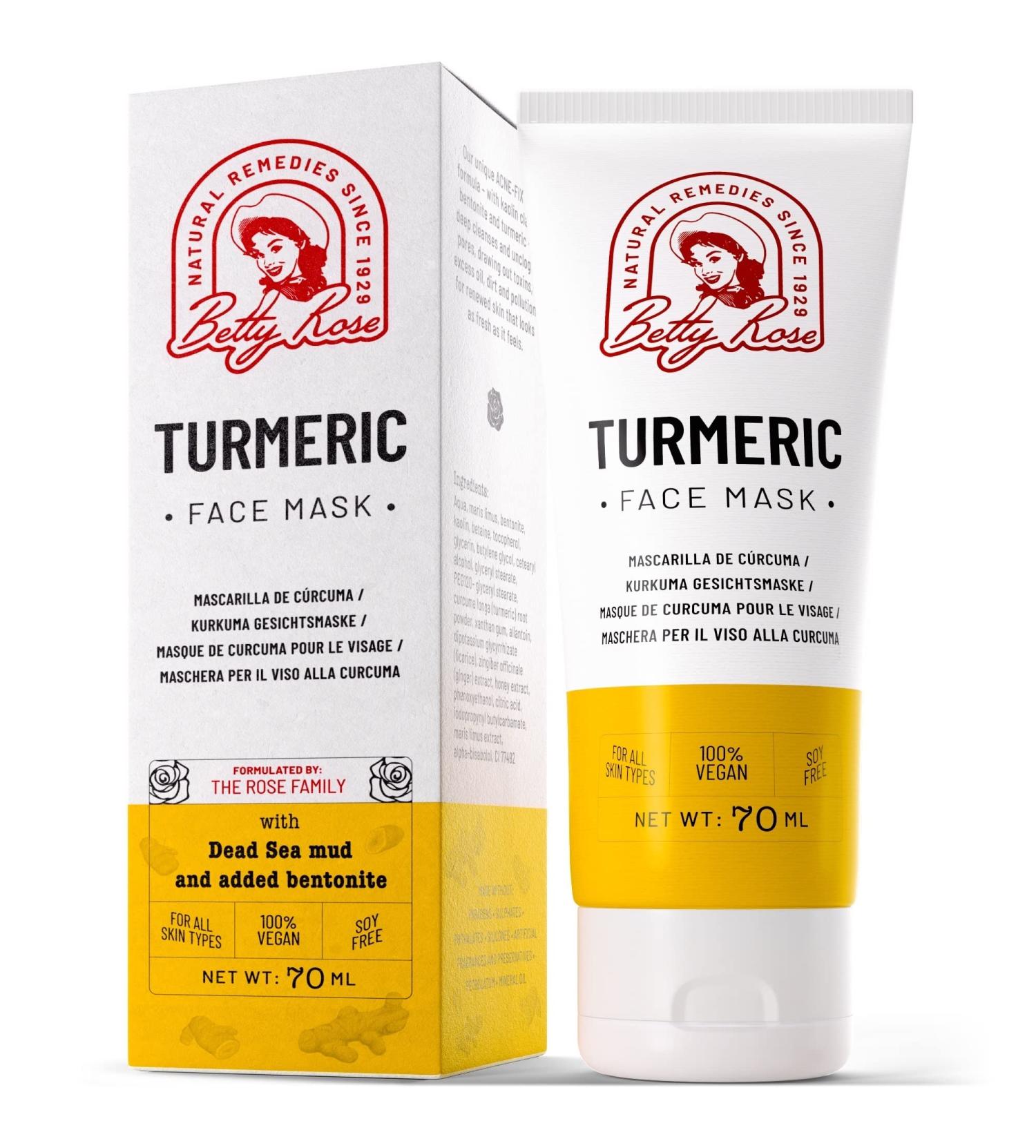 Betty Rose's Turmeric & Aztec Clay Face Mask - Organic Brightening Treatment for Acne & Dark Spots - Buy Online on GoSupps.com