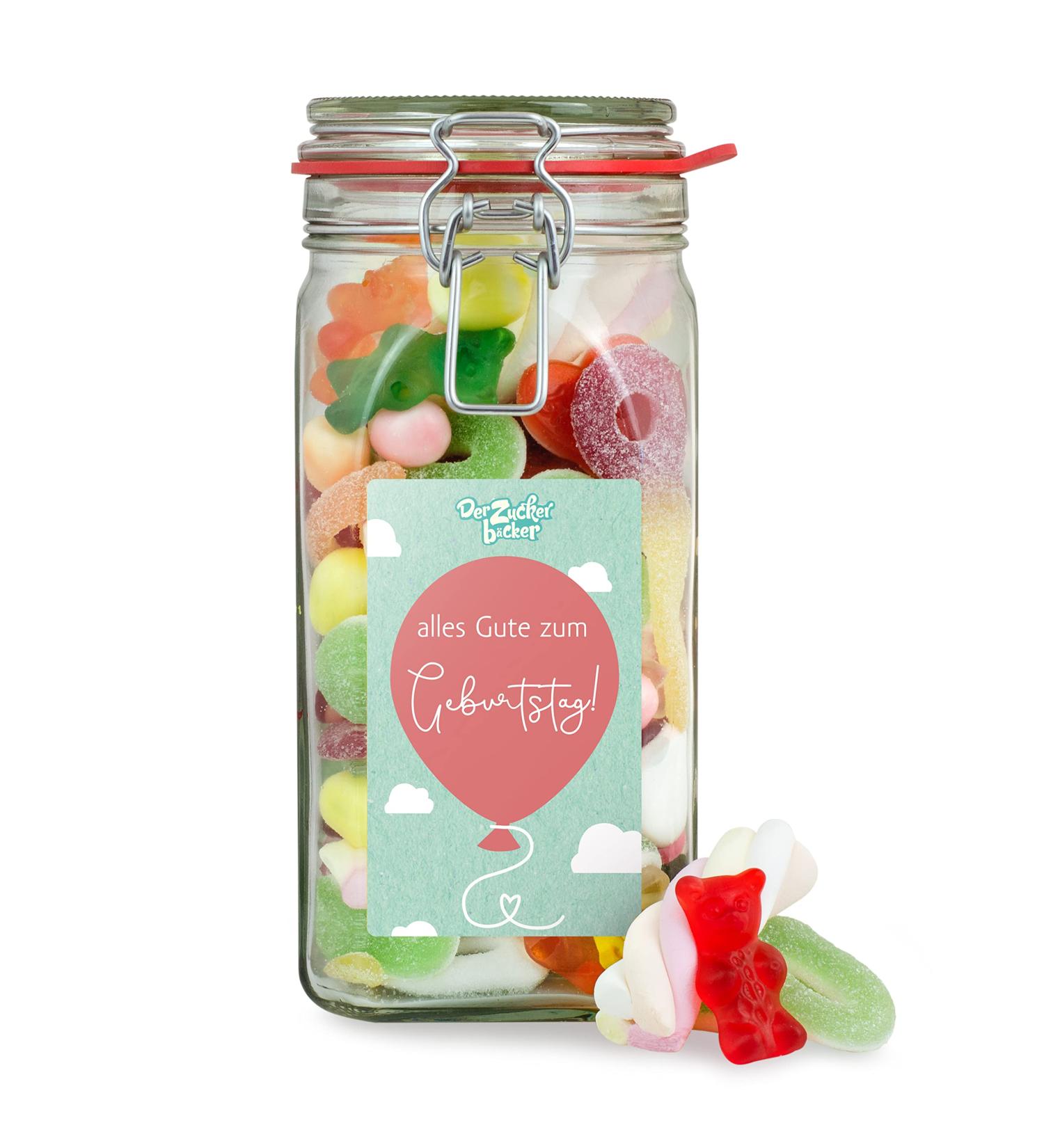 Happy Birthday Candy Jar - High Quality Jar with Colorful Candy Great Birthday Gift L - Birthday