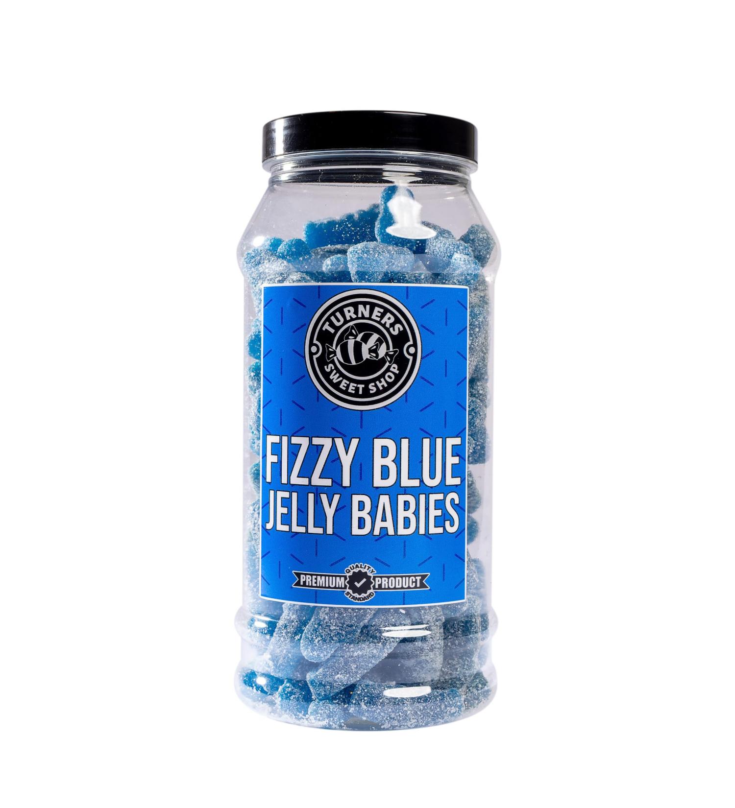 Fizzy Blue Jelly Babies - 550g by Turners Sweet Shop Traditional Retro Gift Jar Classic Original Pick & Mix Sweets Quality Confectionary Fantastic Gifts for Him Her or Them