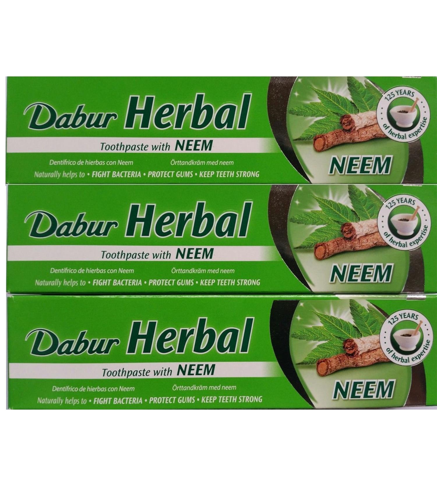  Dabur Dabur Herbal Toothpaste - Neem - 6 x 100ml tubes - Antibacterial - Buy Online on GoSupps.com