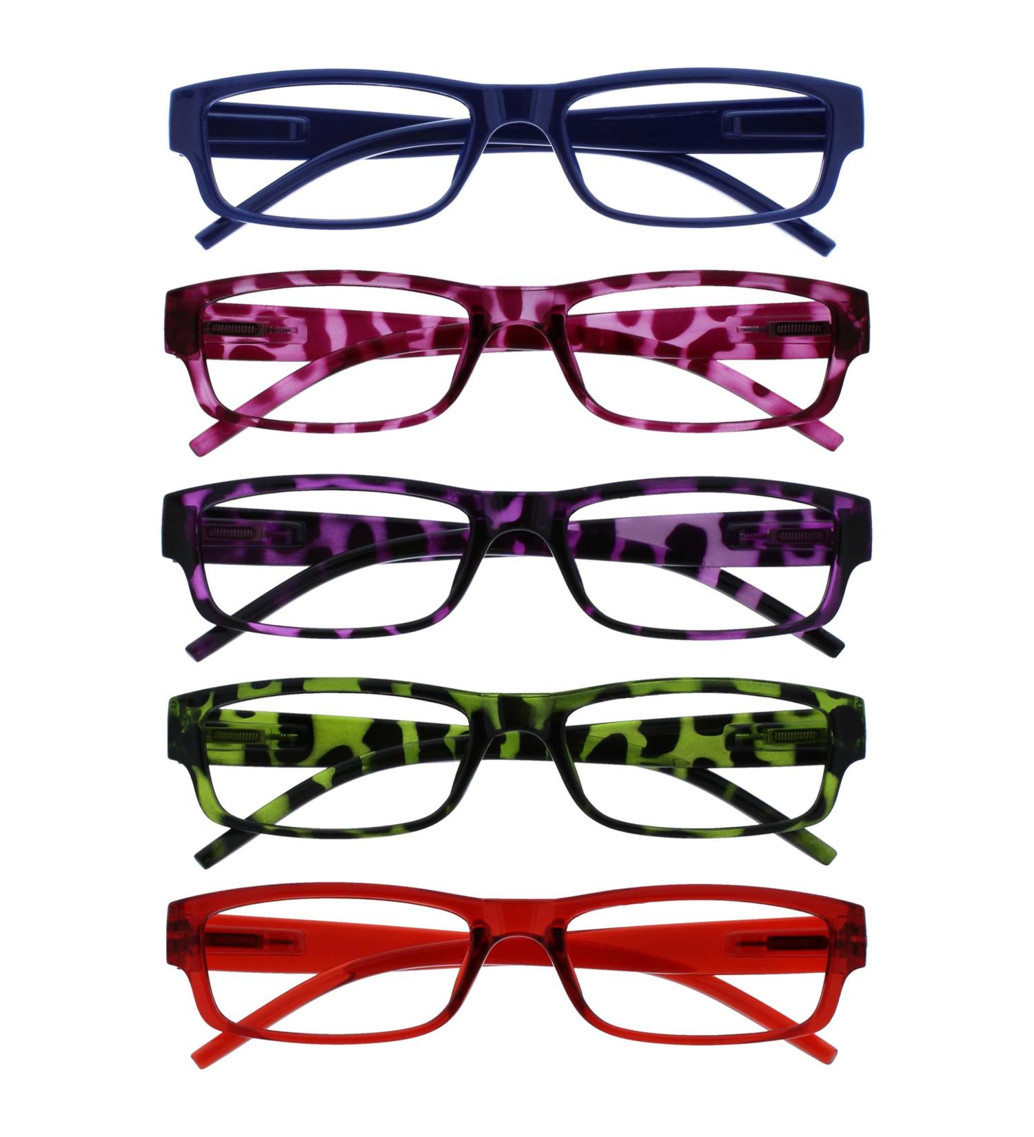 OPULIZE The Reading Glasses Company ACE Lunettes de Lecture Lot de 5 - Monture troite - Bleu/Rose/Violet/Vert/Rouge - Mod le Mixte Homme Femme - RRRRR32-3456Z - +2.50 5 Pack - Bleu / Rose / Violet / Vert / Rouge 2.5 x - Buy Online on GoSupps.com