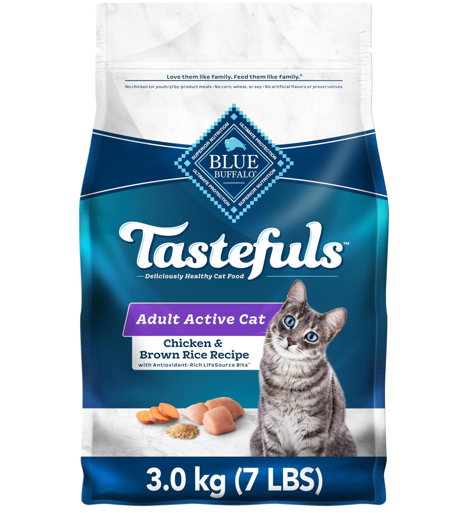 Blue Buffalo Tastefuls Natural Dry Cat Food Chicken 7lb Medium Bag Chicken - Buy Online on GoSupps.com