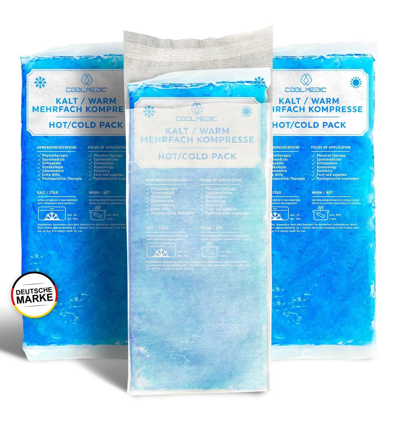 Premium Cooling Pads - 3x XXL Cold Warm Compress (29x12cm) | Gel Cooling Pillow for Pain Relief | Ideal for Kids & Adults - Blue - Buy Online on GoSupps.com