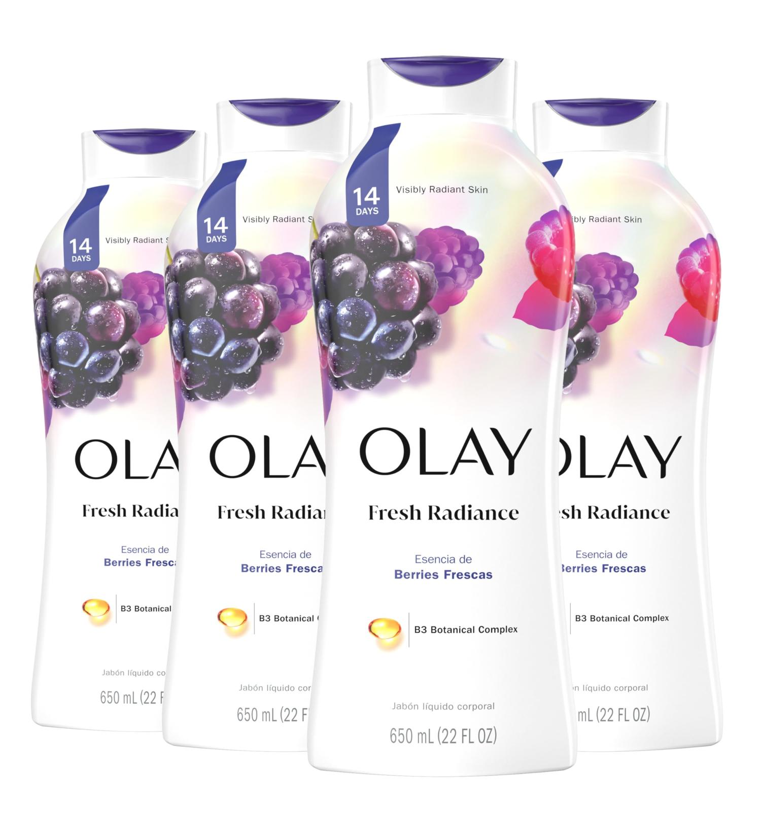 Olay Body Wash for Women Fresh Radiance Refreshing & Renewing Made with Plant Based Cleansers B3 Botanical Complex For All Skin Types Fresh Berries Scent 22 fl oz (Pack of 4) Fresh Berries 1 Ounce (Pack of 4) - Buy Online on GoSupps.com