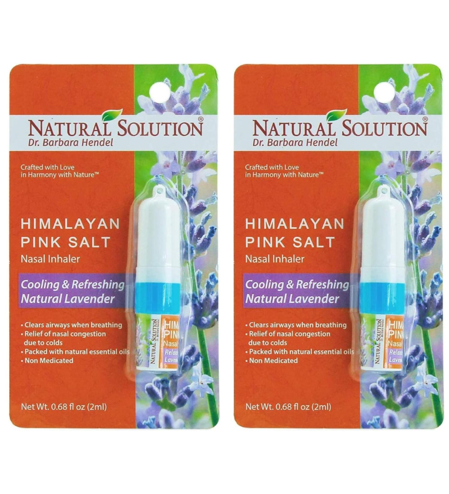 Natural Solution Pink Salt Nasal Inhaler with Relaxing Lavender Essential Oils Remedy for Sinus Relief Allergies Headaches Cold Flu and Congestion - Pack of 2 Lavender Nasal Inhaler - Buy Online on GoSupps.com