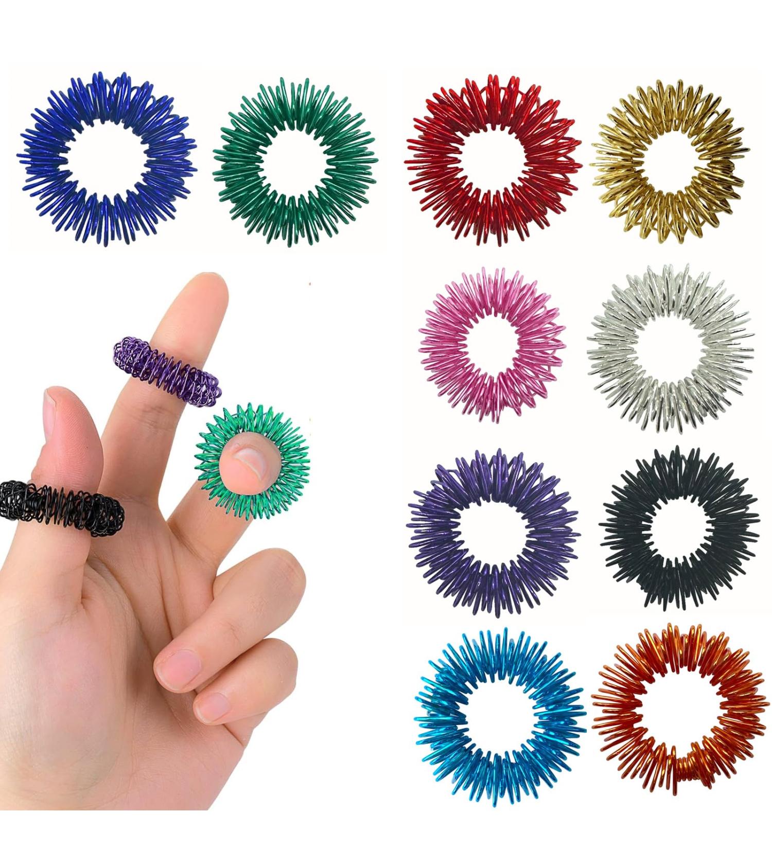 10-Piece Acupressure Ring Set | Finger Massage Rings for Stress Relief & Improved Blood Circulation - Buy Online on GoSupps.com