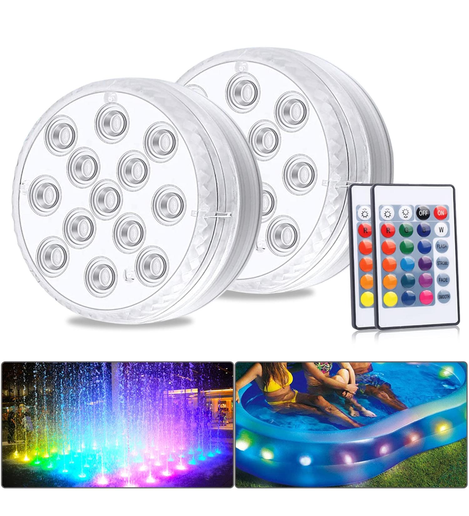 Underwater LED RGB Lights - Aled Light 13 LEDs Waterproof - 2 Pack with Remote Control for Pond Pool Vase & Fish Tank Decoration - Buy Online on GoSupps.com