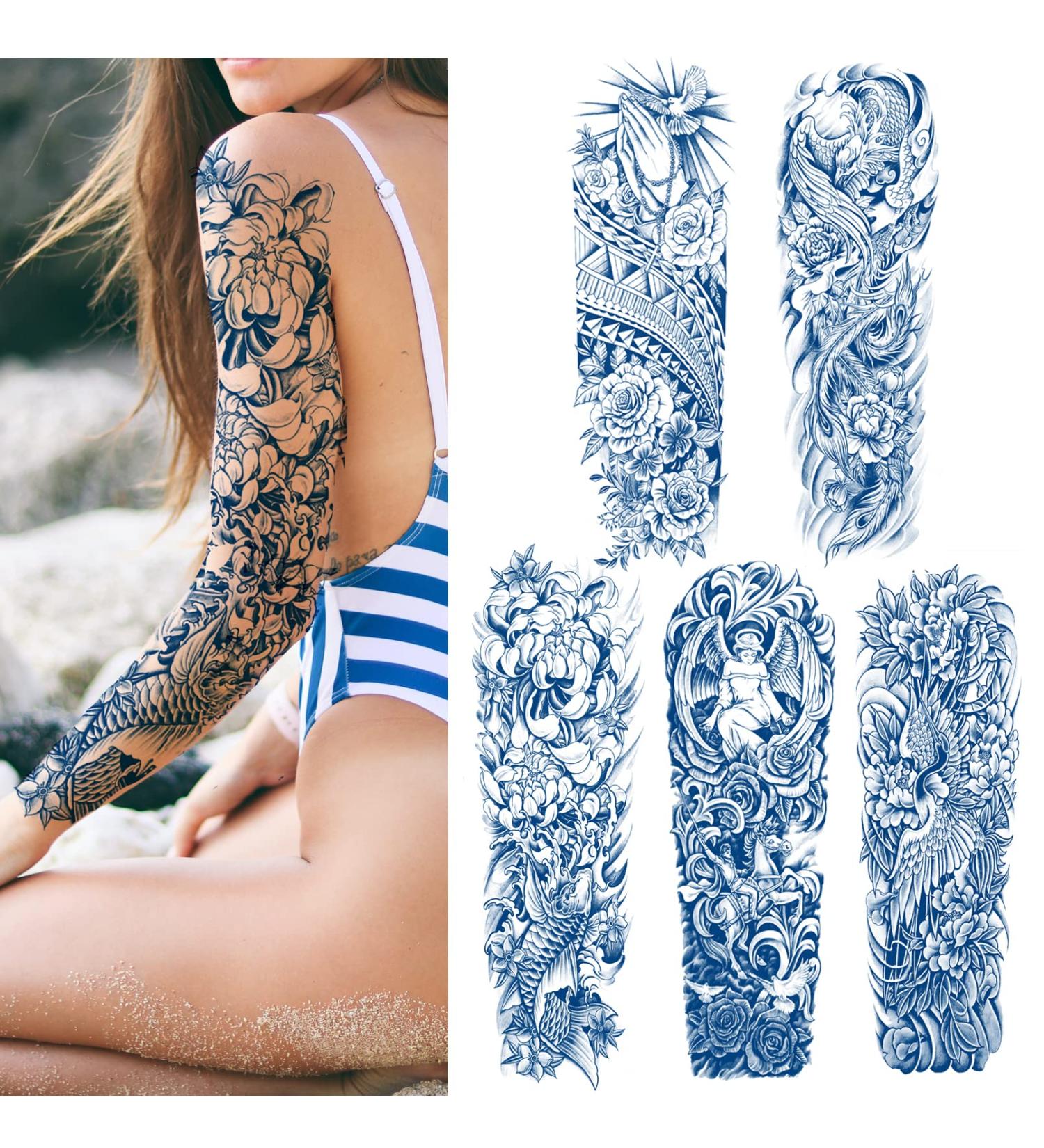 Aresvns Semi Permanent Sleeve Tattoo - Realistic Japanese Full Arm Waterproof Design for Men and Women | Long-Lasting 2-3 Weeks | Perfect Christmas Gift - Buy Online on GoSupps.com
