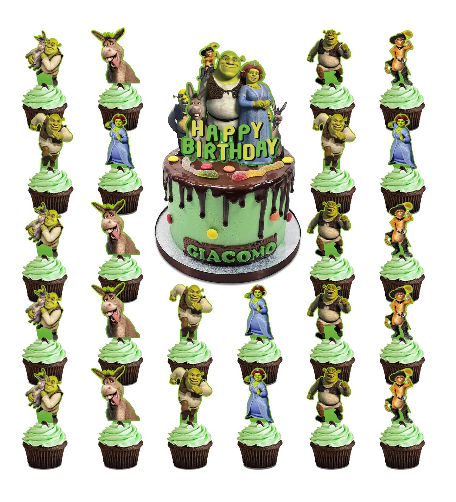 Shrek Party Decorations 25Pcs Shrek Happy Birthday Party Cake Topper Cupcake Toppers for Kids Boys Girls Shrek Party Supplies Cake Decorations - Buy Online on GoSupps.com