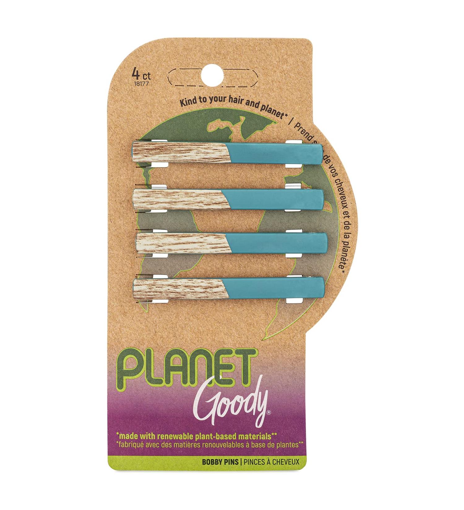 GOODY Planet Bobby Pins - 4 Count Blue - Slideproof Bobbies to Style With Ease - Hair Accessories for Men Women Boys & Girls - For All Hair Types - Made with Recycled Ocean-Bound Plastic