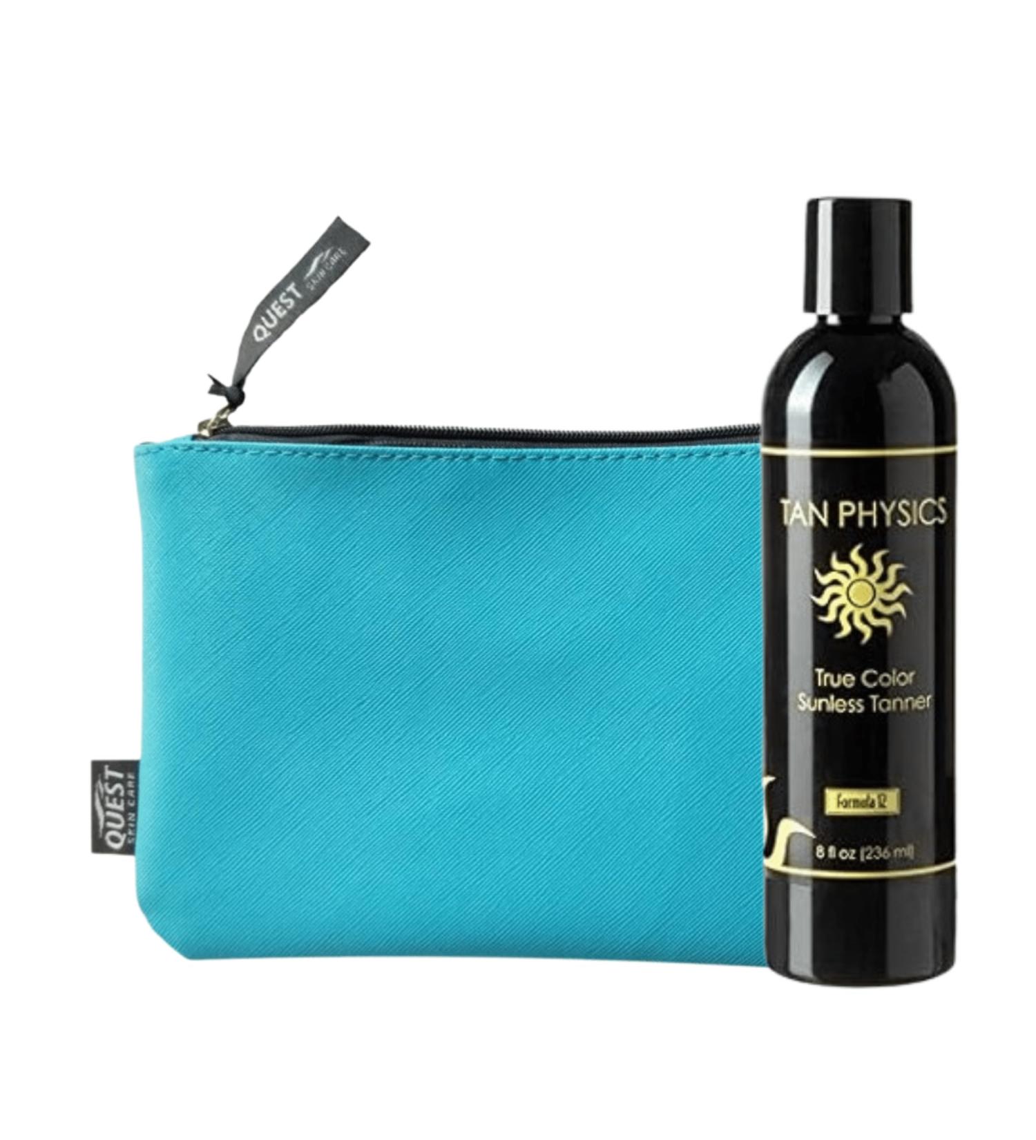 Tan Physics Self Tanner 8 Fl Oz - True Color Sunless Tanner with Blue Makeup Bag | Bestselling Self Tanners for Quick Natural Tan - Buy Online on GoSupps.com