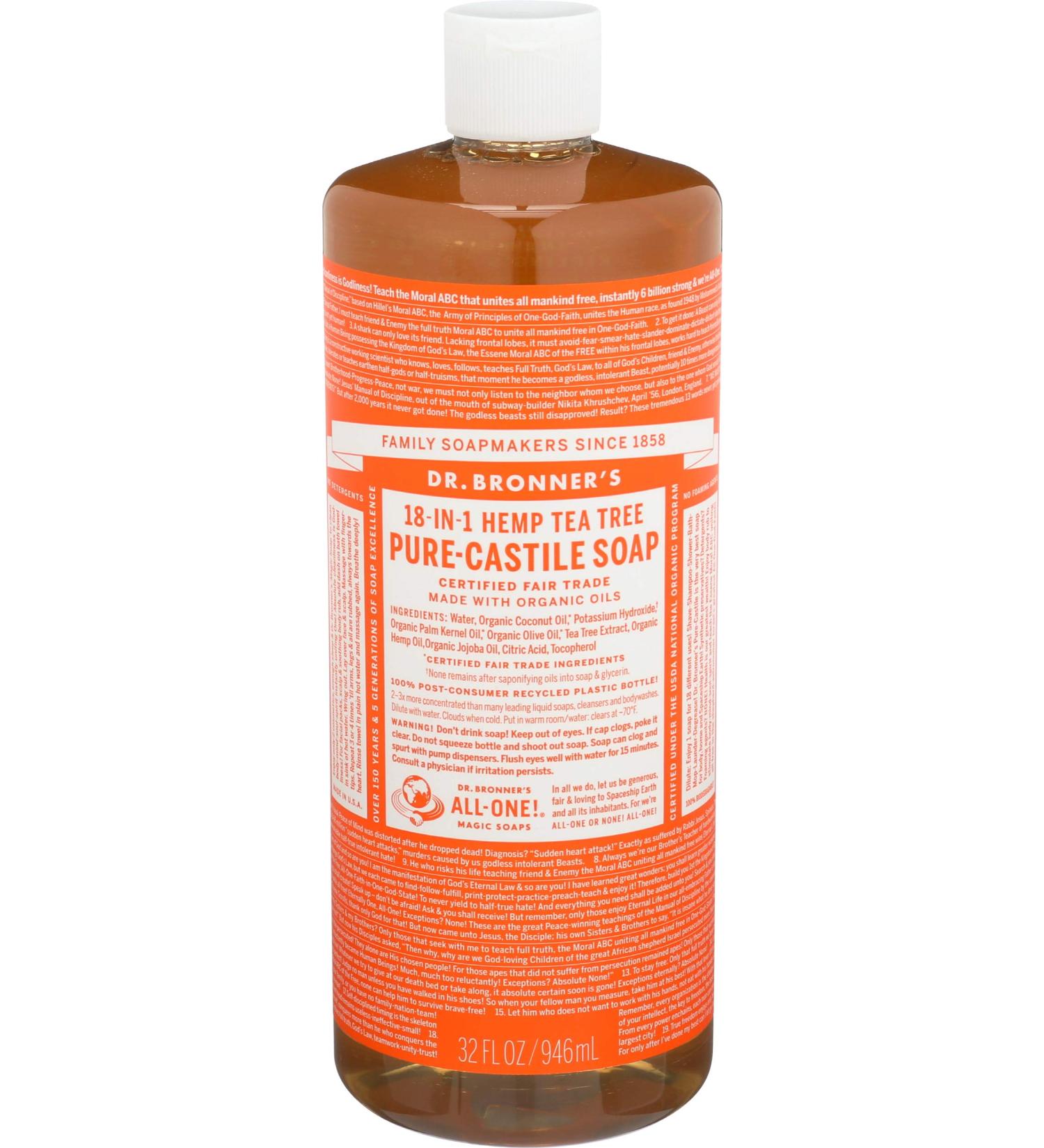 Buy Dr. Bronner's Magic Soaps Pure Castile Soap - Tea Tree - 32 oz | Eco-friendly & Organic International Shipping - Buy Online on GoSupps.com