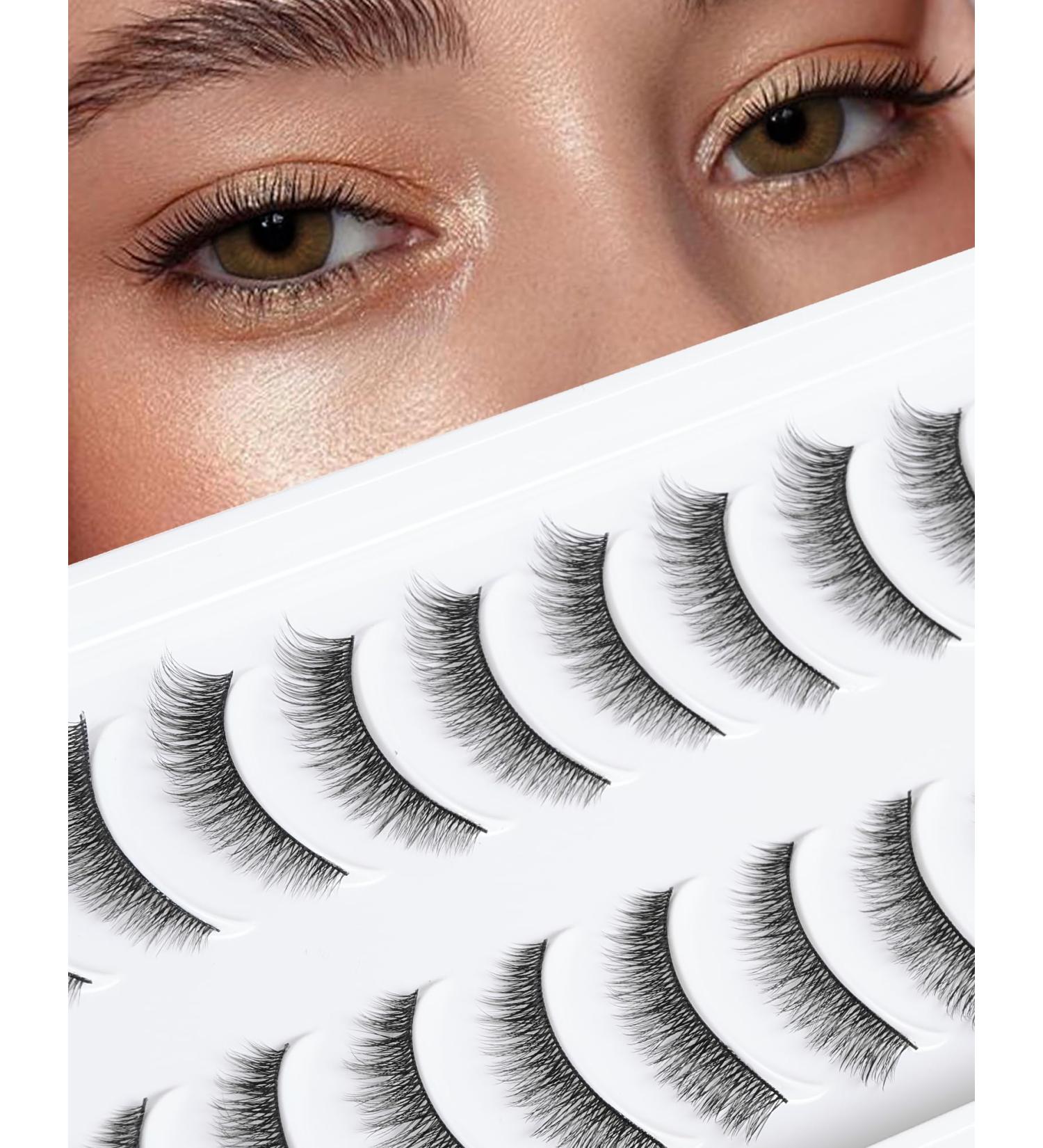 10 Pairs Naturally Looking C-Curl Thin Band Reusable Eyelashes - Wispy D-M05 (10mm) for Stunning Eyes - Buy Online on GoSupps.com