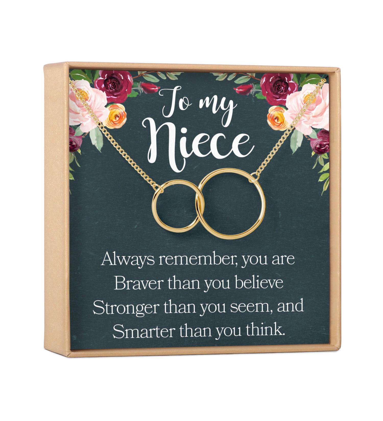 Dear Ava Niece Necklace - Heartfelt Card & Jewelry Gift for Birthday Holidays & More (Interlocking Circles Gold) - Buy Online on GoSupps.com